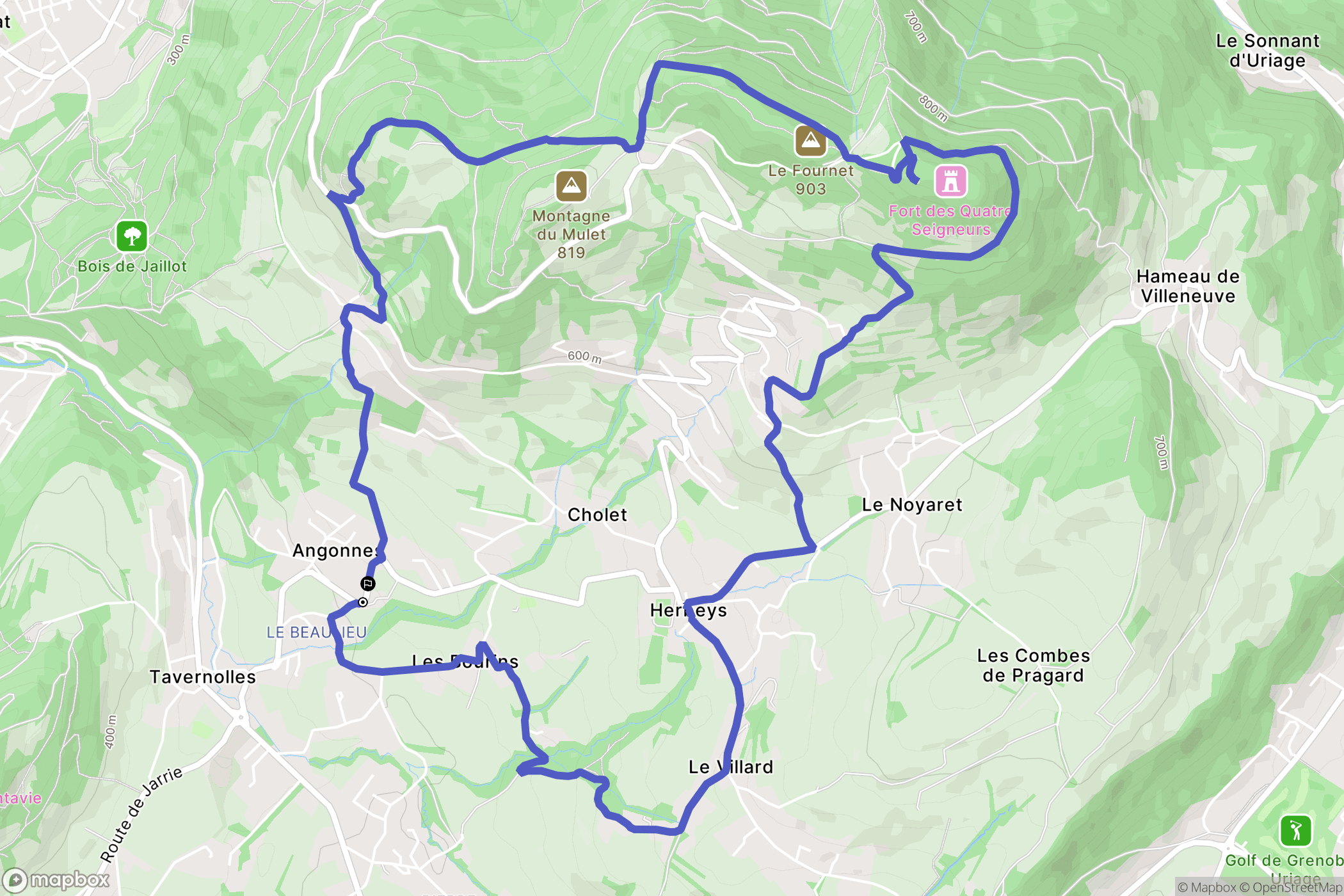 Brié-et-Angonnes : carte du parcours de randonnée - France