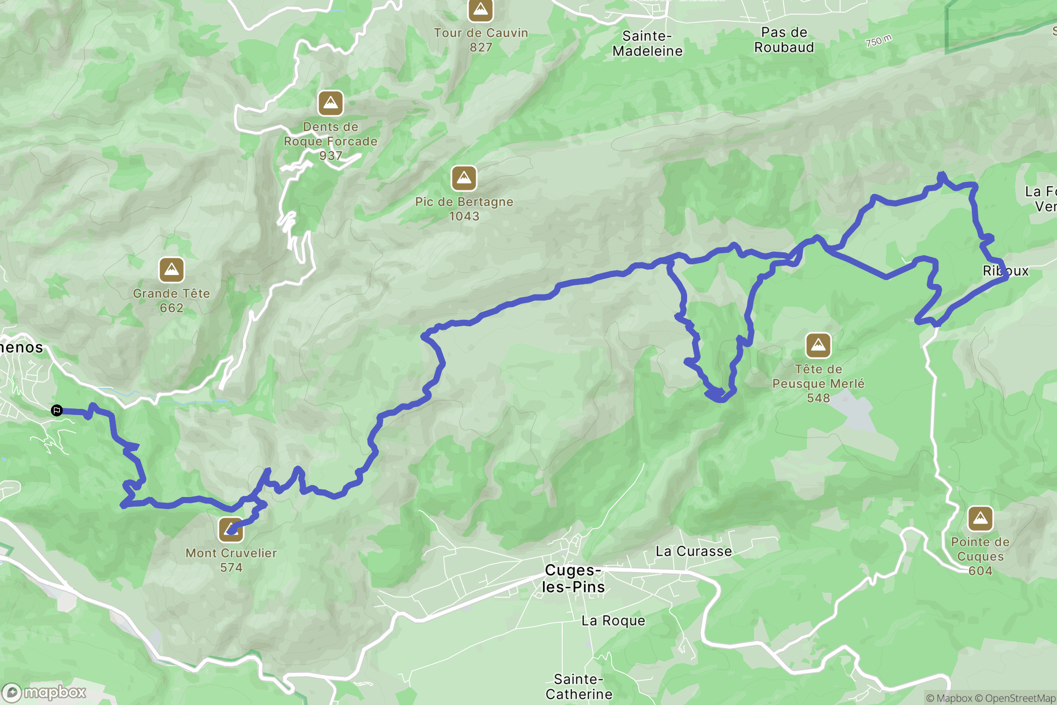 Gémenos : carte du parcours de randonnée - France