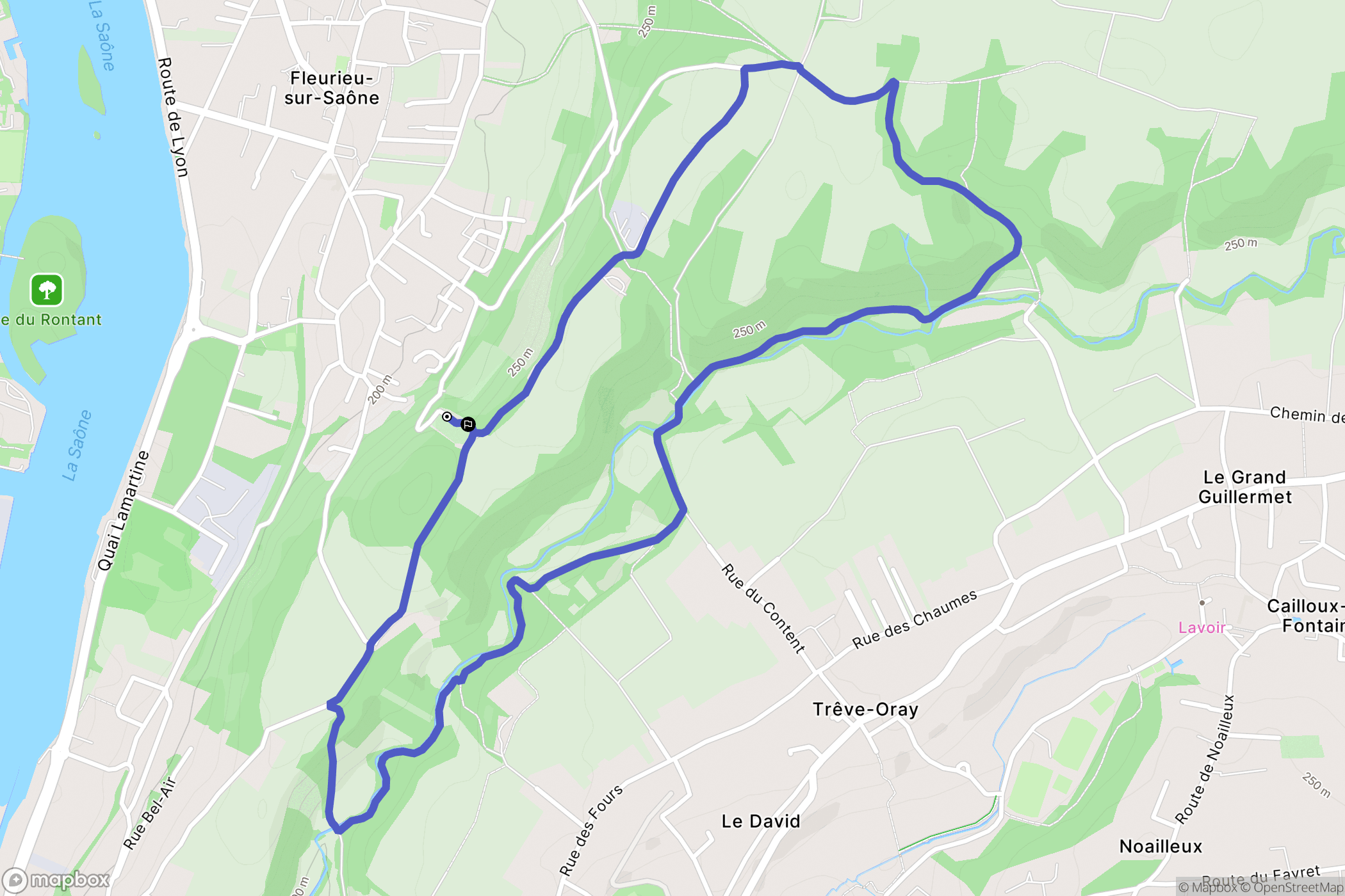 Fleurieu-sur-Saône : carte du parcours de randonnée - France