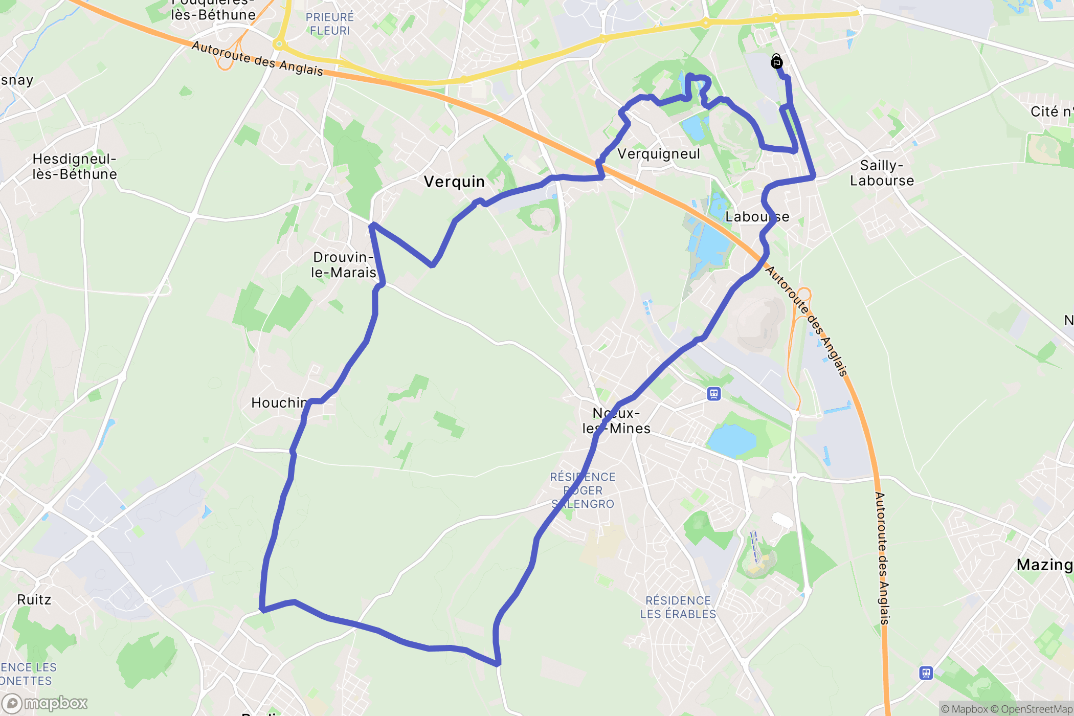 Labourse : carte du parcours de randonnée - France