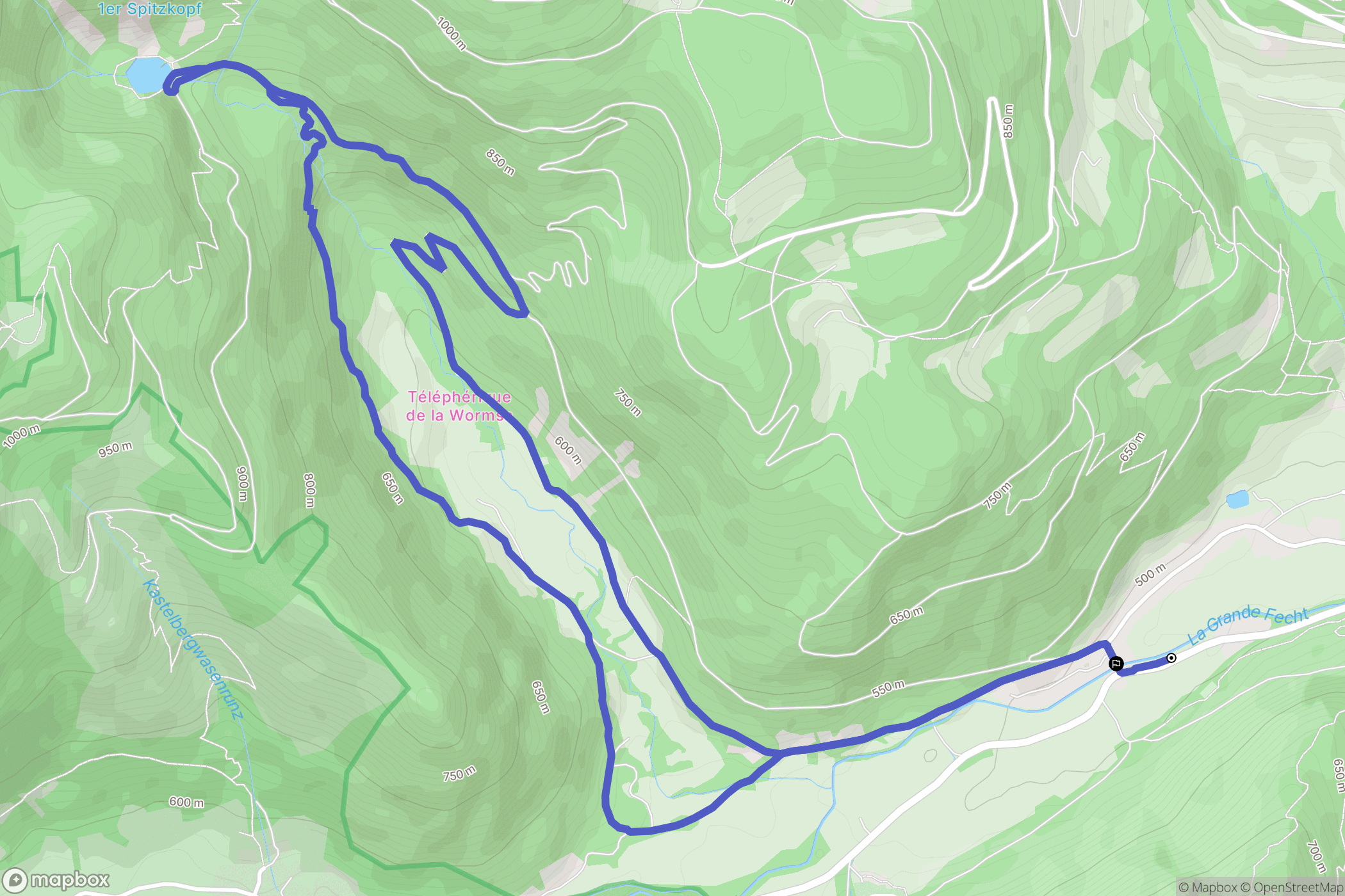 Metzeral : carte du parcours de randonnée - France