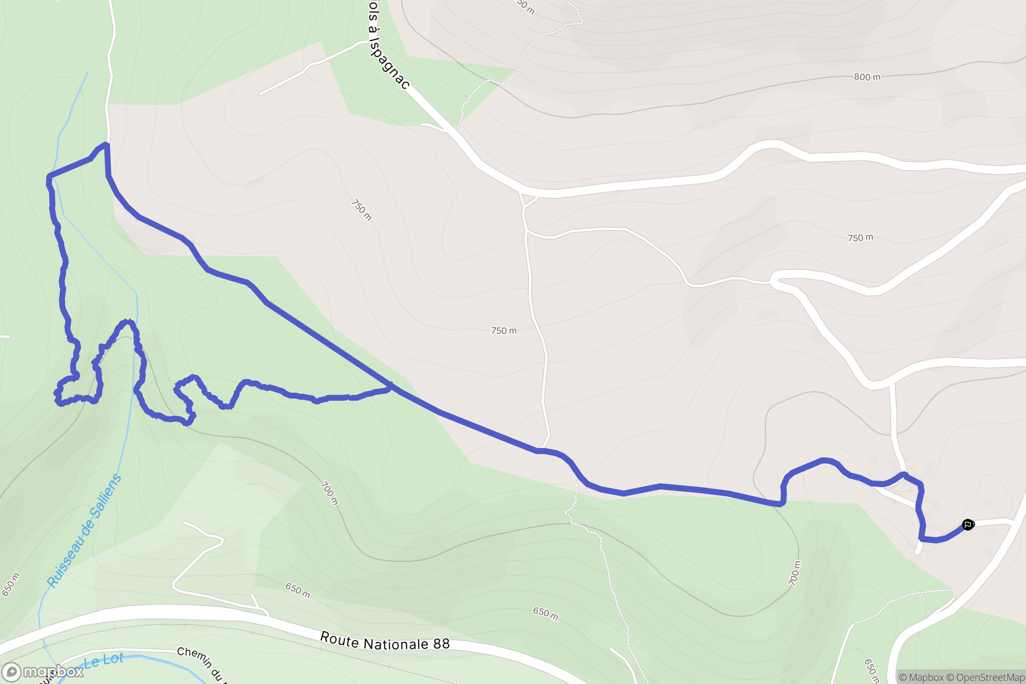 Les Salelles : carte du parcours de randonnée - France