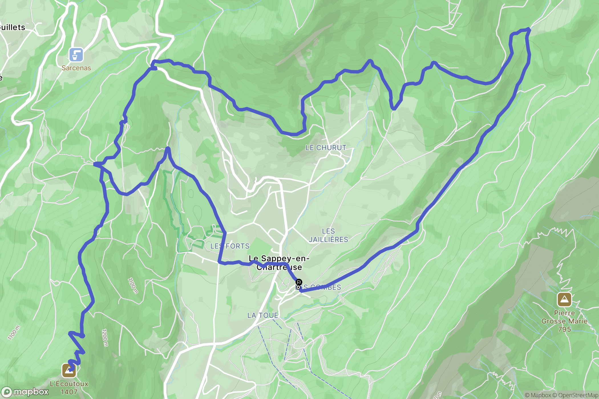 Le Sappey-en-Chartreuse : carte du parcours de randonnée - France