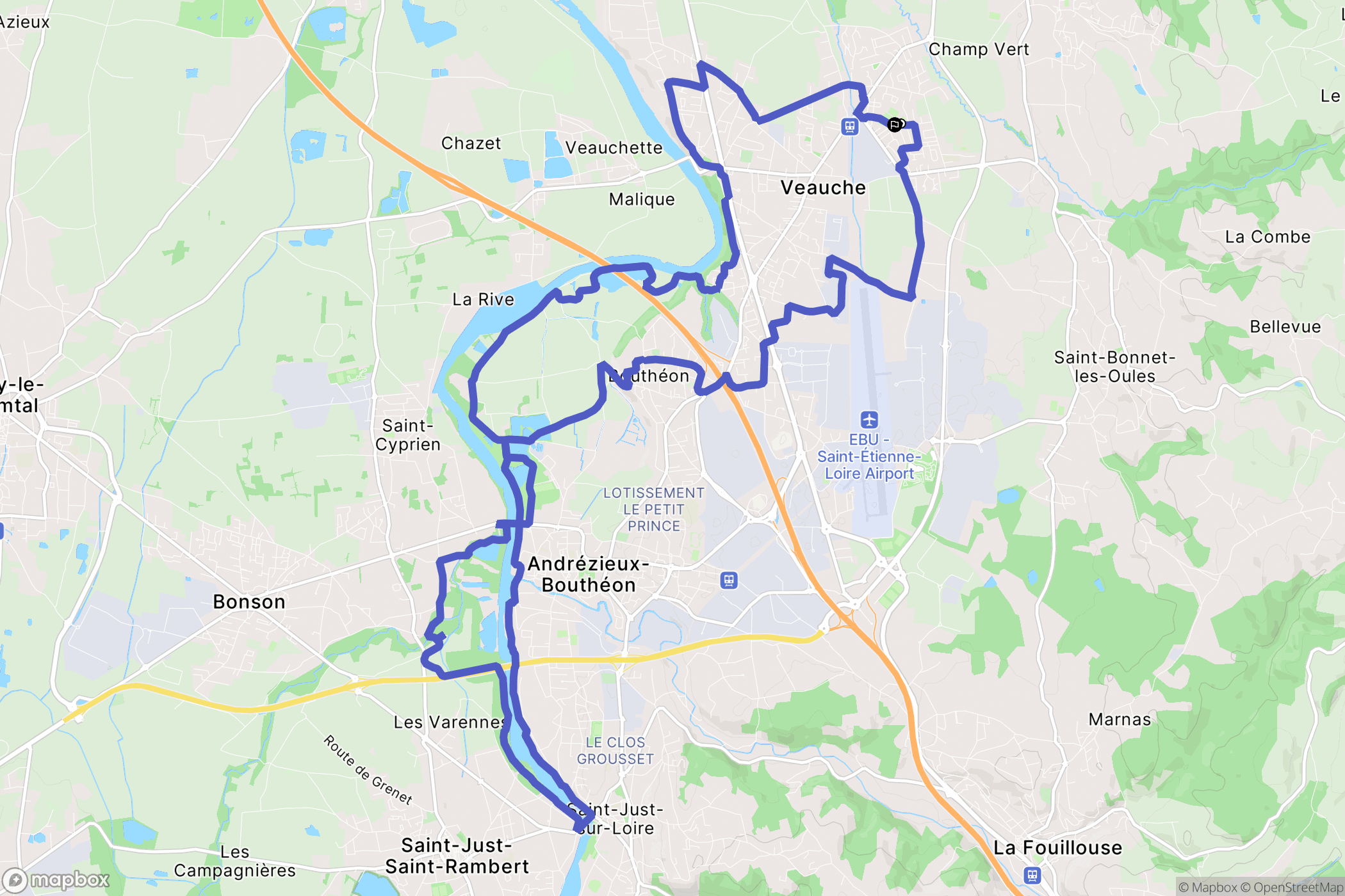 Veauche : carte du parcours de randonnée - France