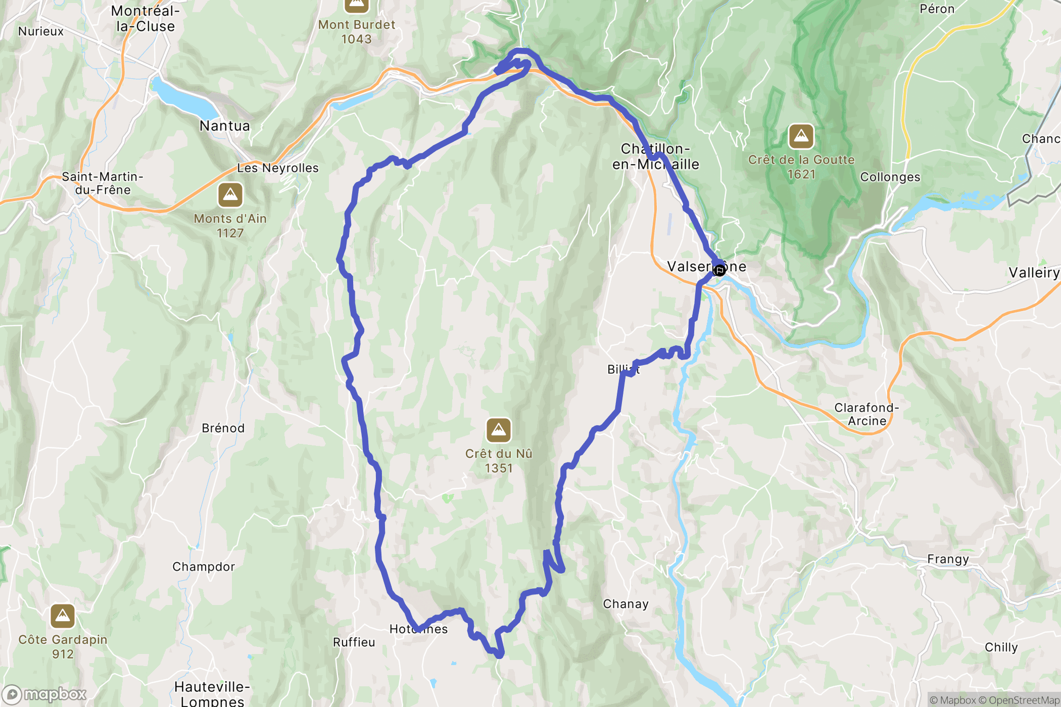 Valserhône : carte du parcours de randonnée - France