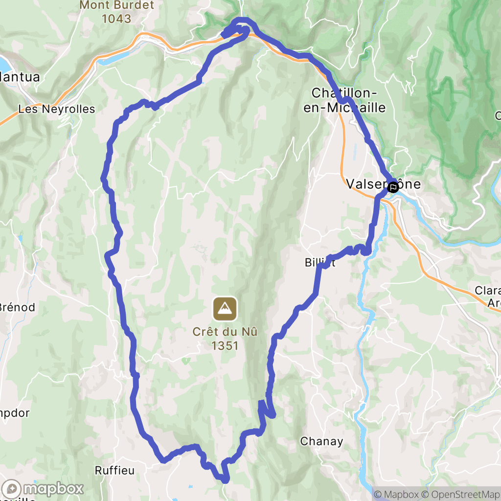 Valserhône : carte du parcours de randonnée - France