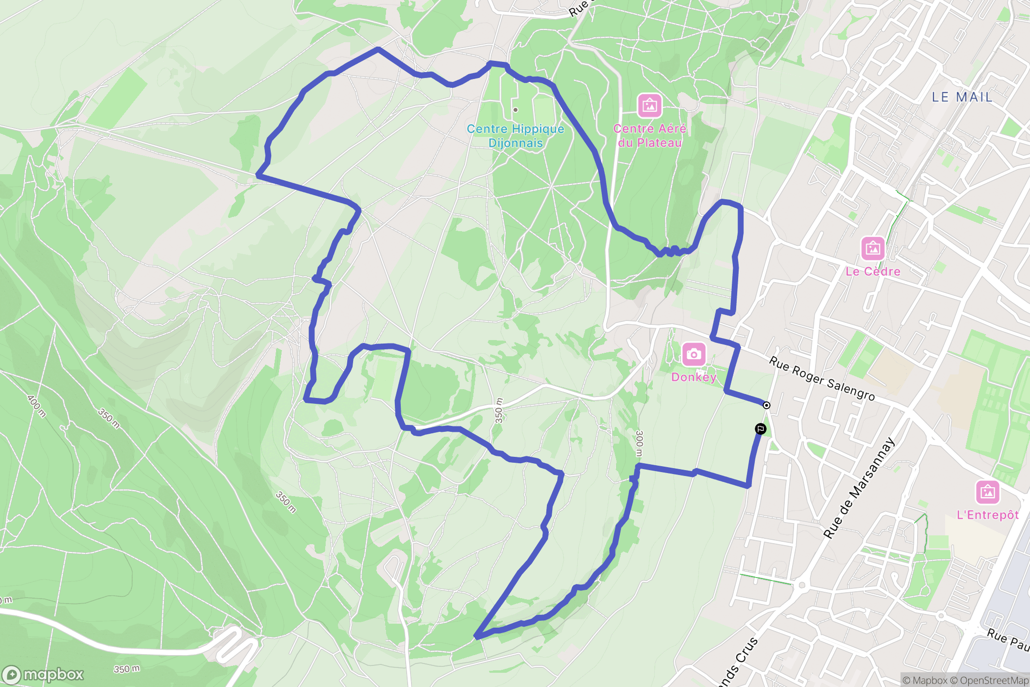 Chenôve : carte du parcours de randonnée - France