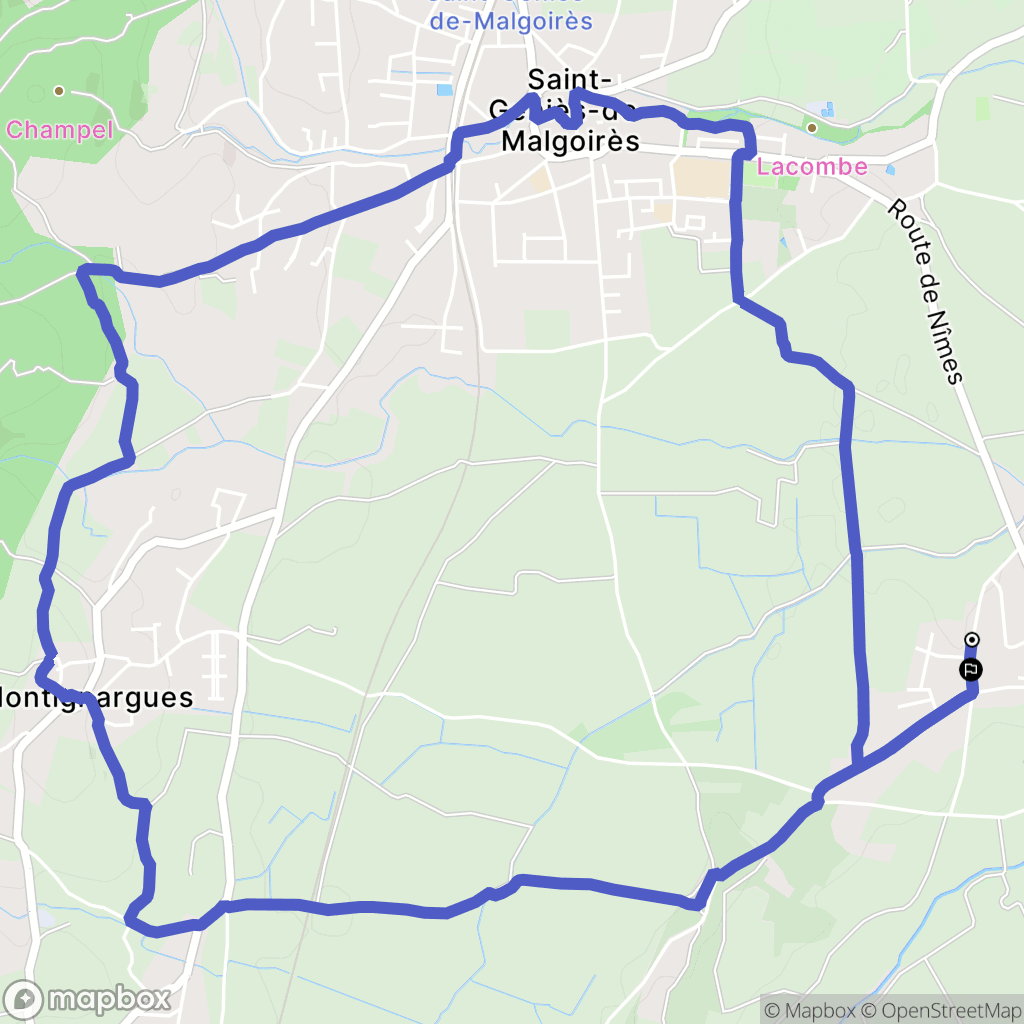 La Rouvière : carte du parcours de randonnée - France