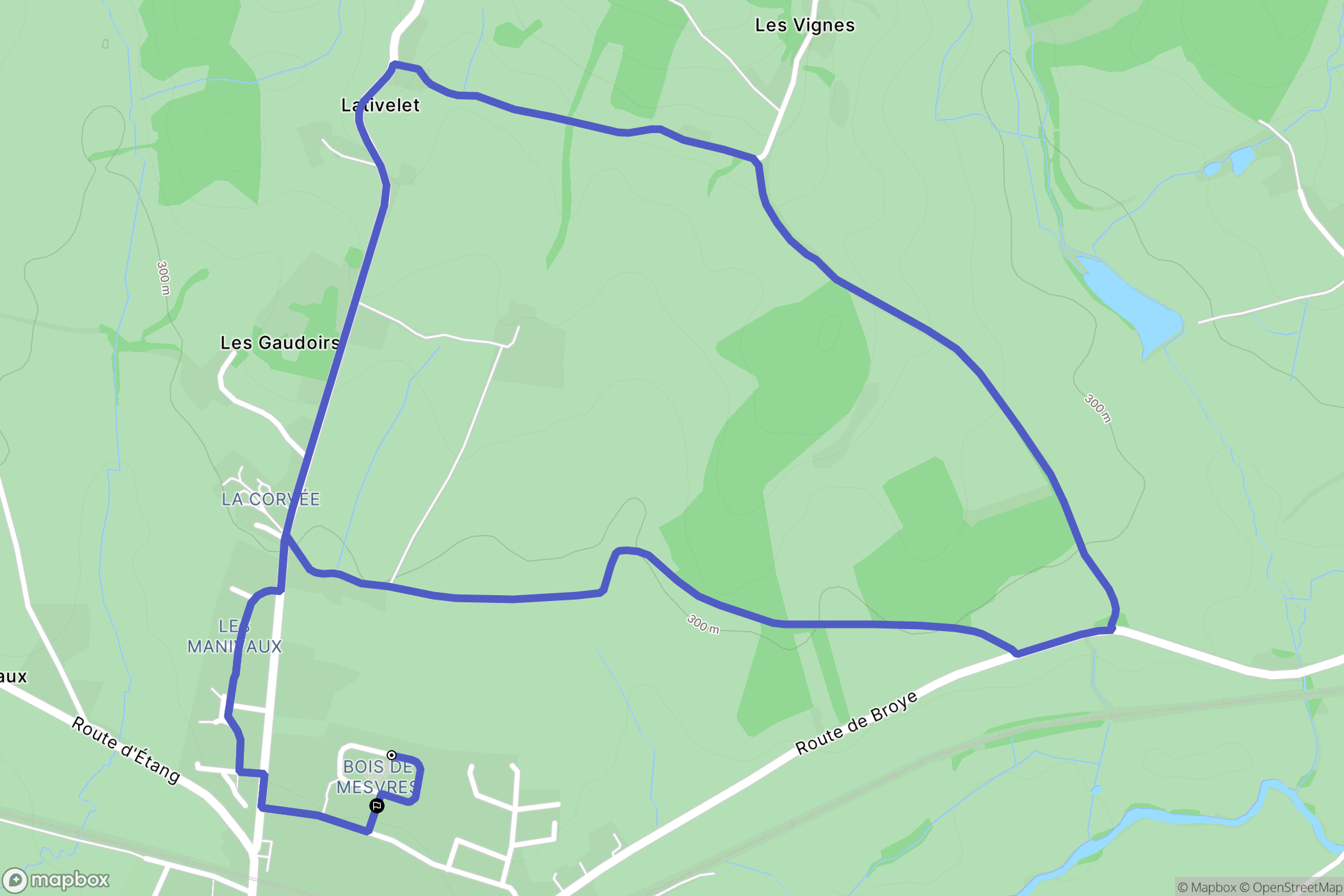 Mesvres : carte du parcours de randonnée - France