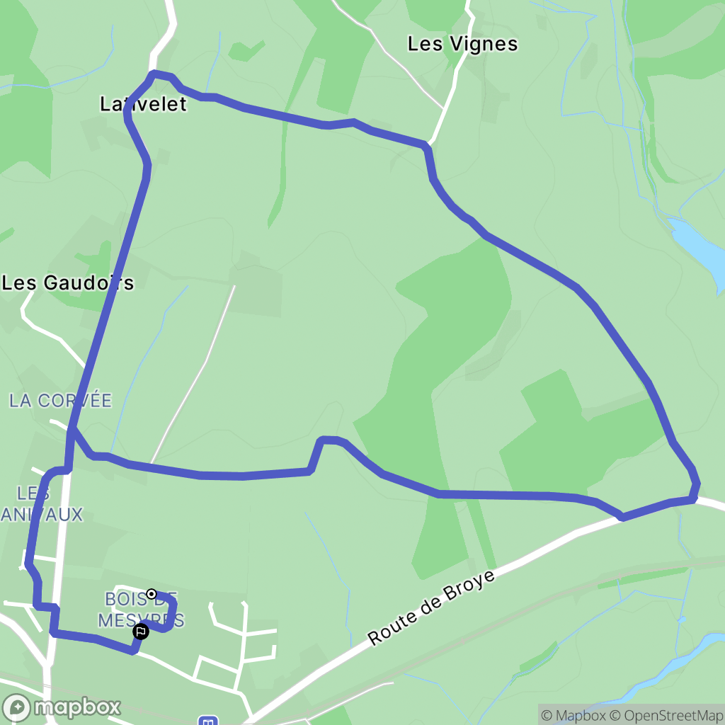 Mesvres : carte du parcours de randonnée - France