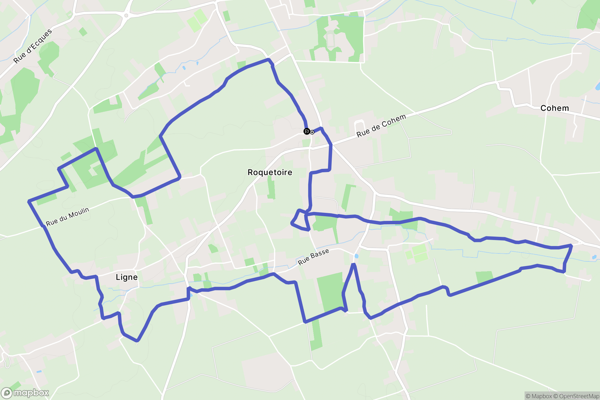 Roquetoire : carte du parcours de randonnée - France