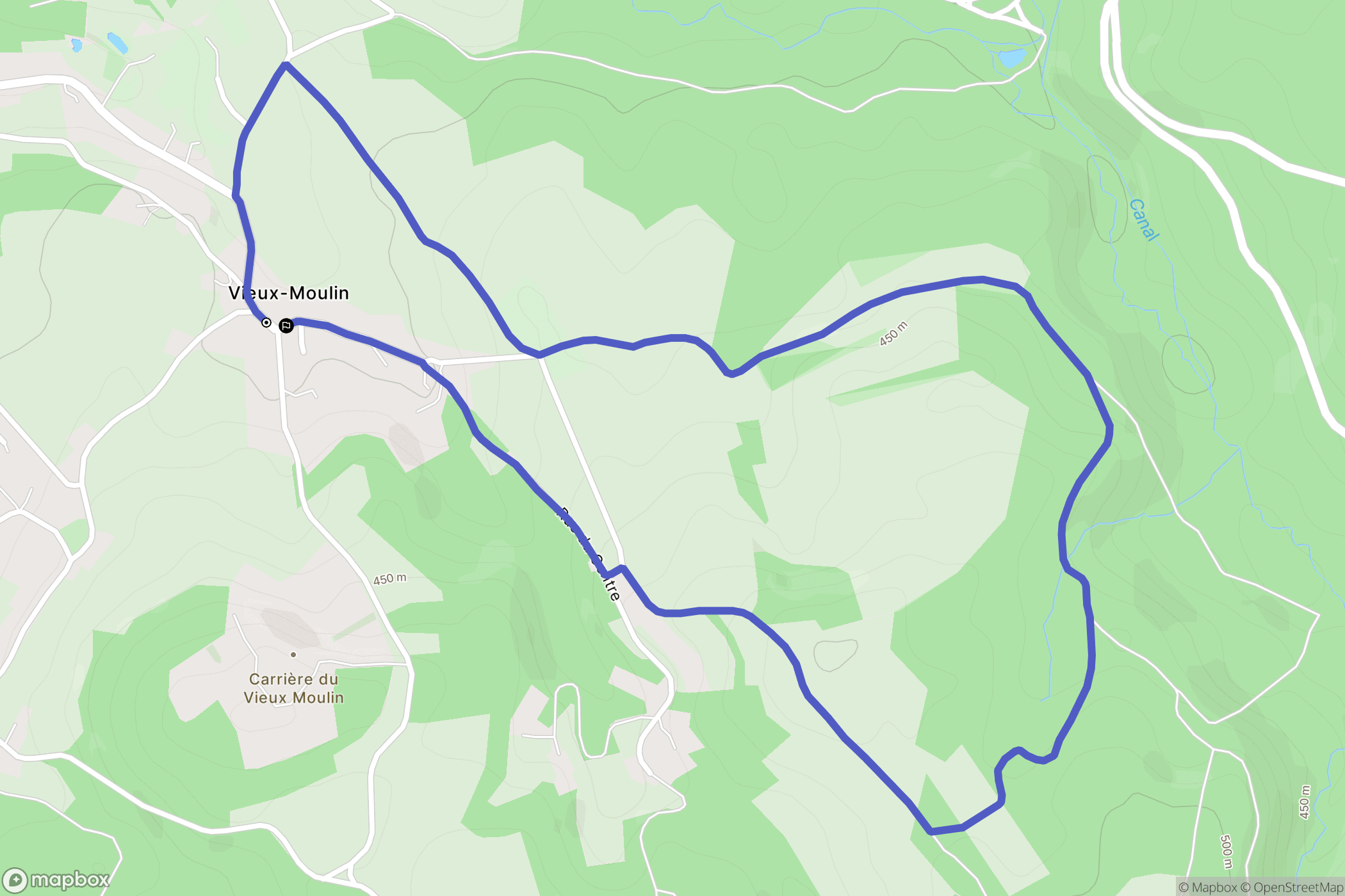 Vieux-Moulin : carte du parcours de randonnée - France