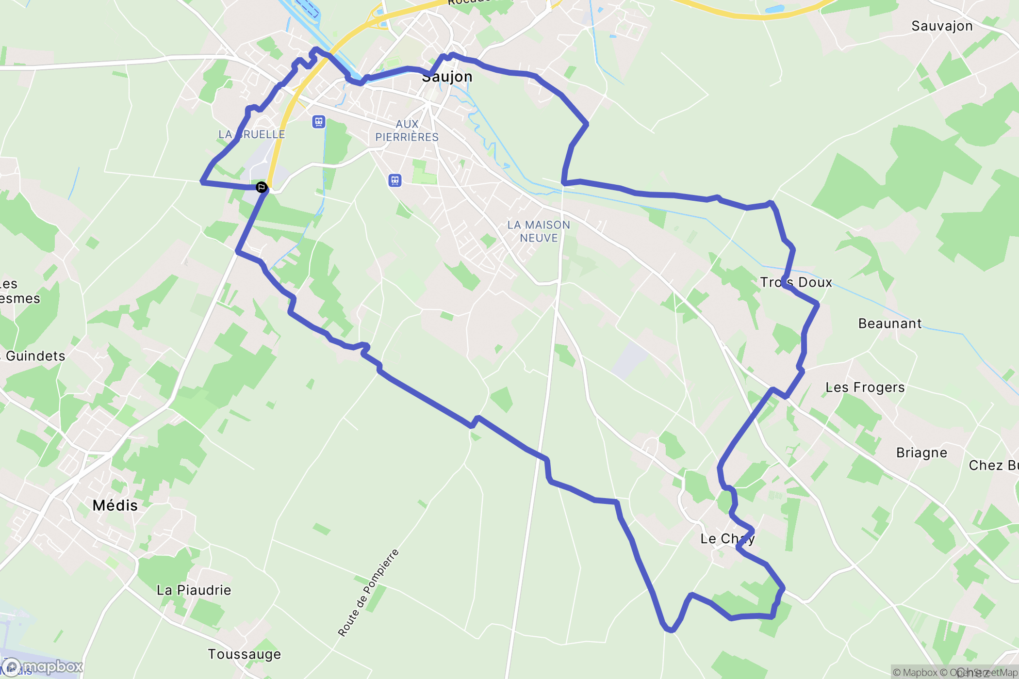 Médis : carte du parcours de randonnée - France
