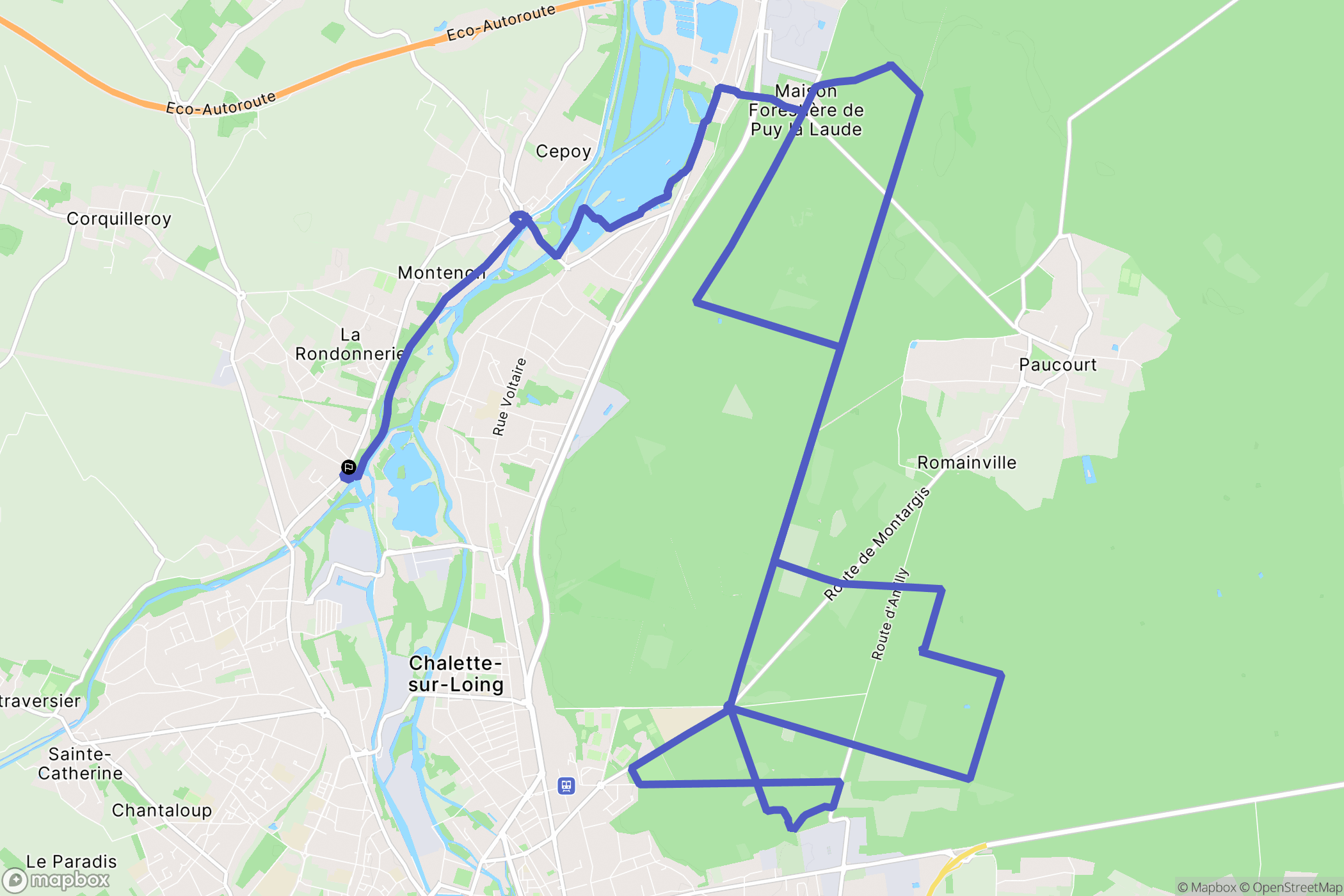 Corquilleroy : carte du parcours de randonnée - France