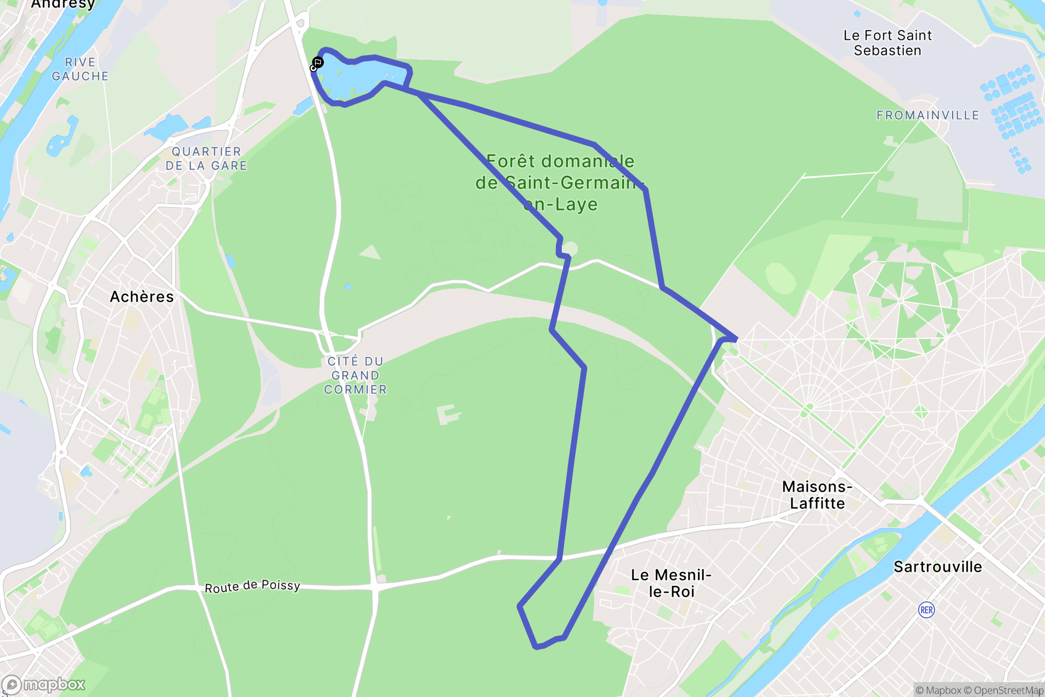 Saint-Germain-en-Laye : carte du parcours de randonnée - France