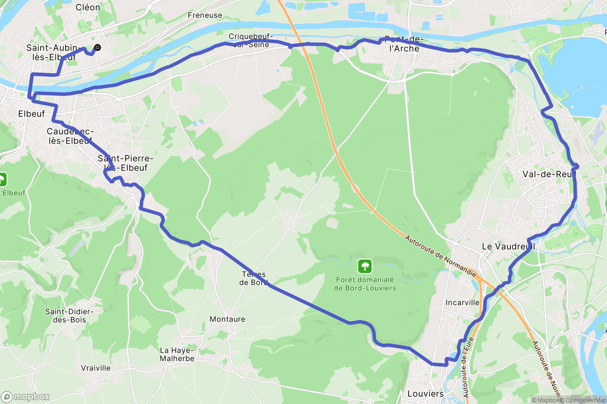 Saint-Aubin-lès-Elbeuf : carte du parcours de randonnée - France
