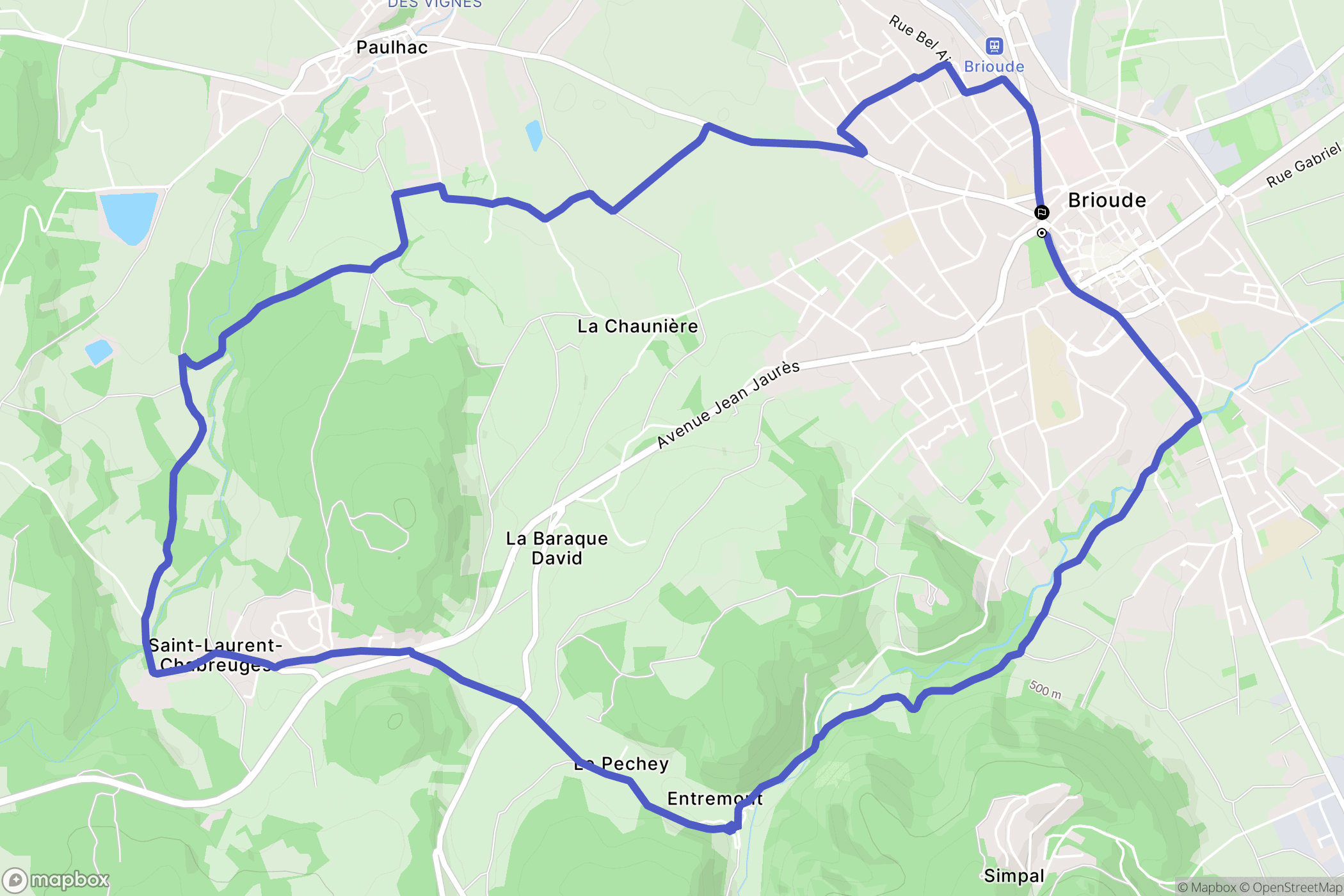 Brioude : carte du parcours de randonnée - France