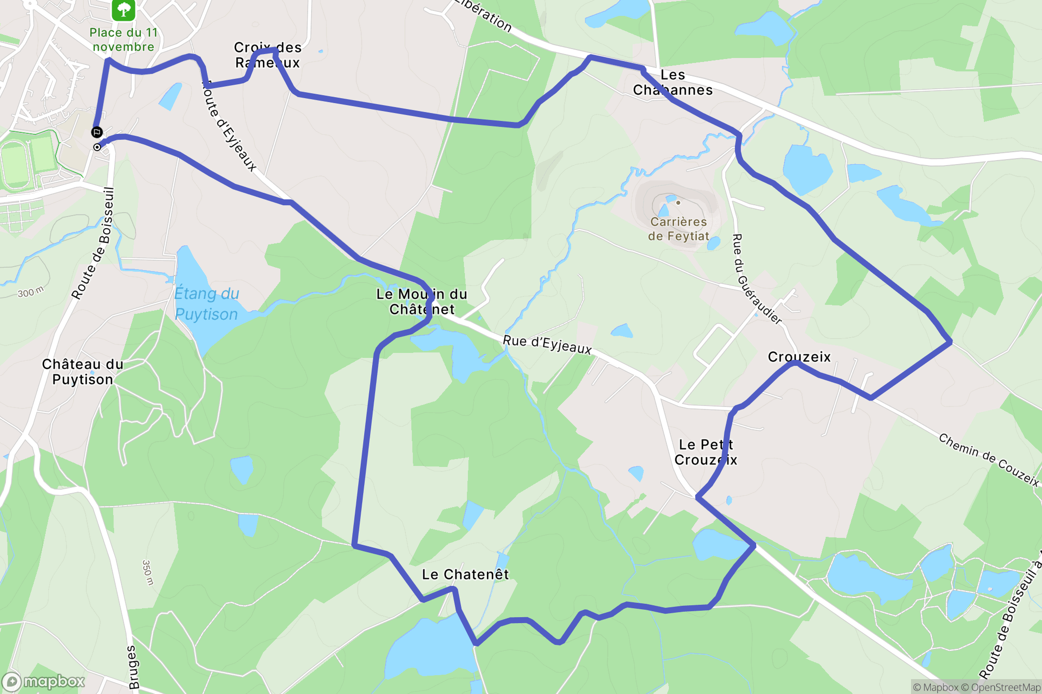 Feytiat : carte du parcours de randonnée - France