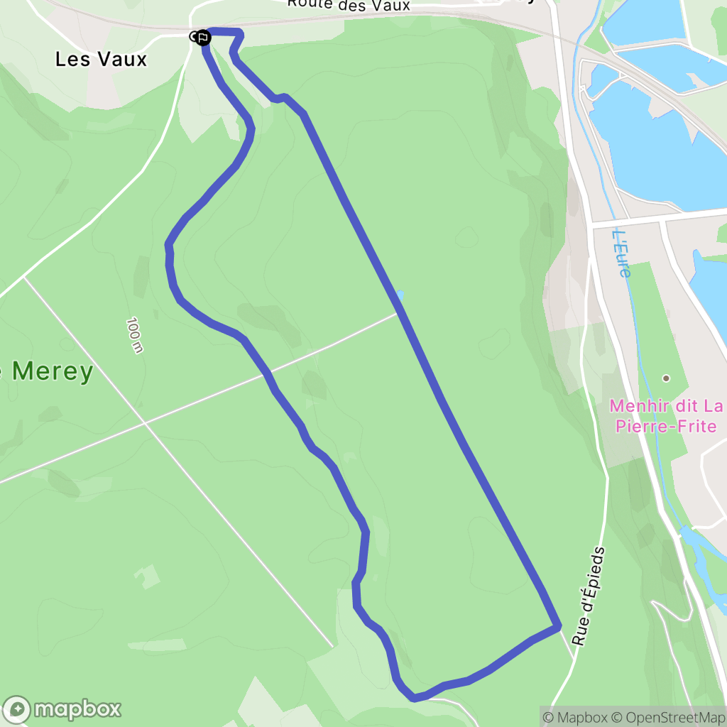 Merey : carte du parcours de randonnée - France