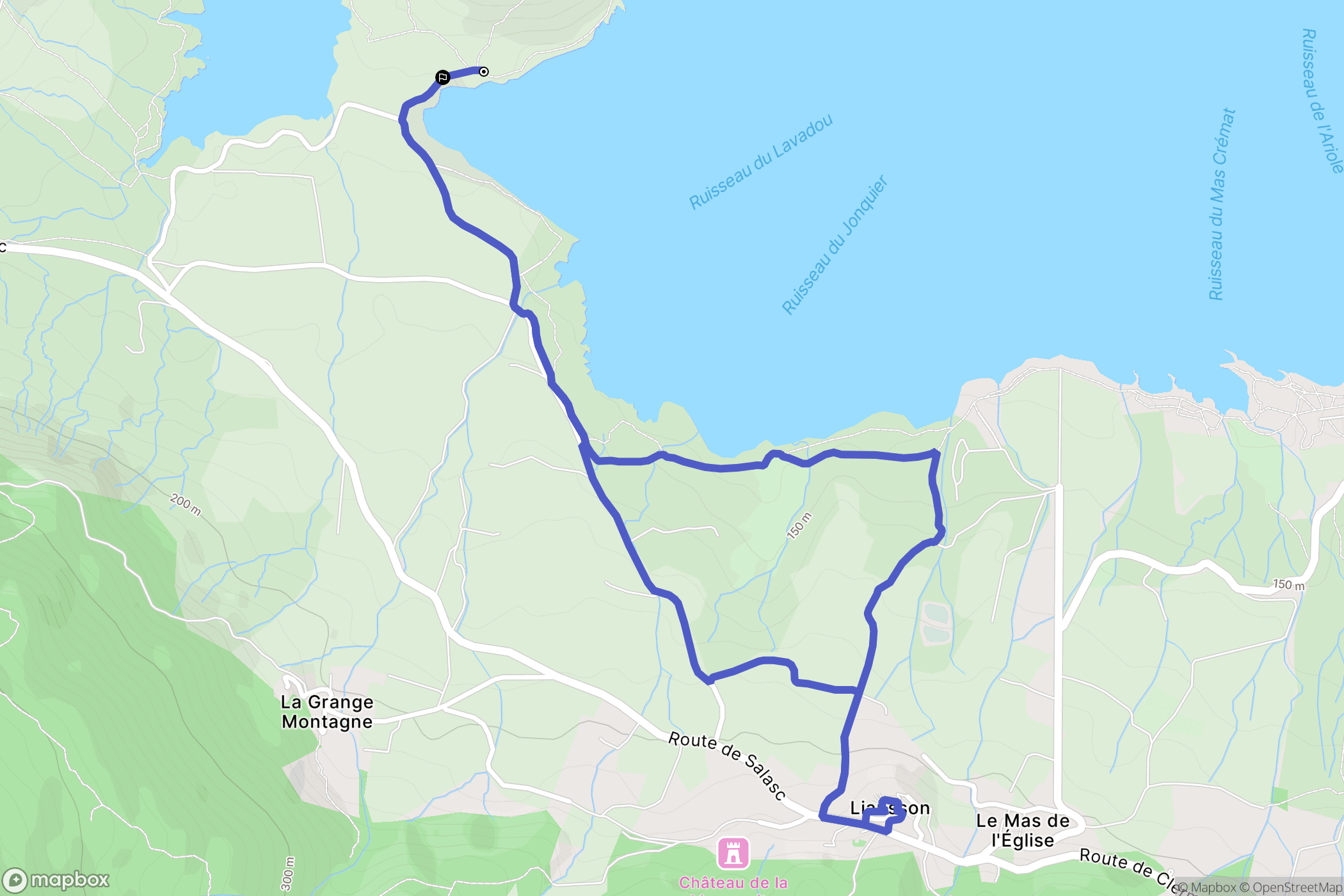 Liausson : carte du parcours de randonnée - France