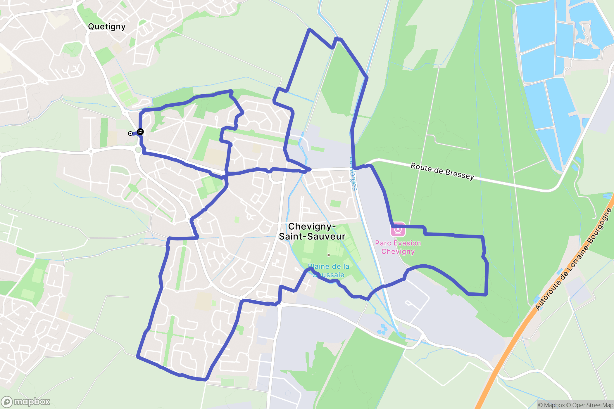 Chevigny-Saint-Sauveur : carte du parcours de randonnée - France
