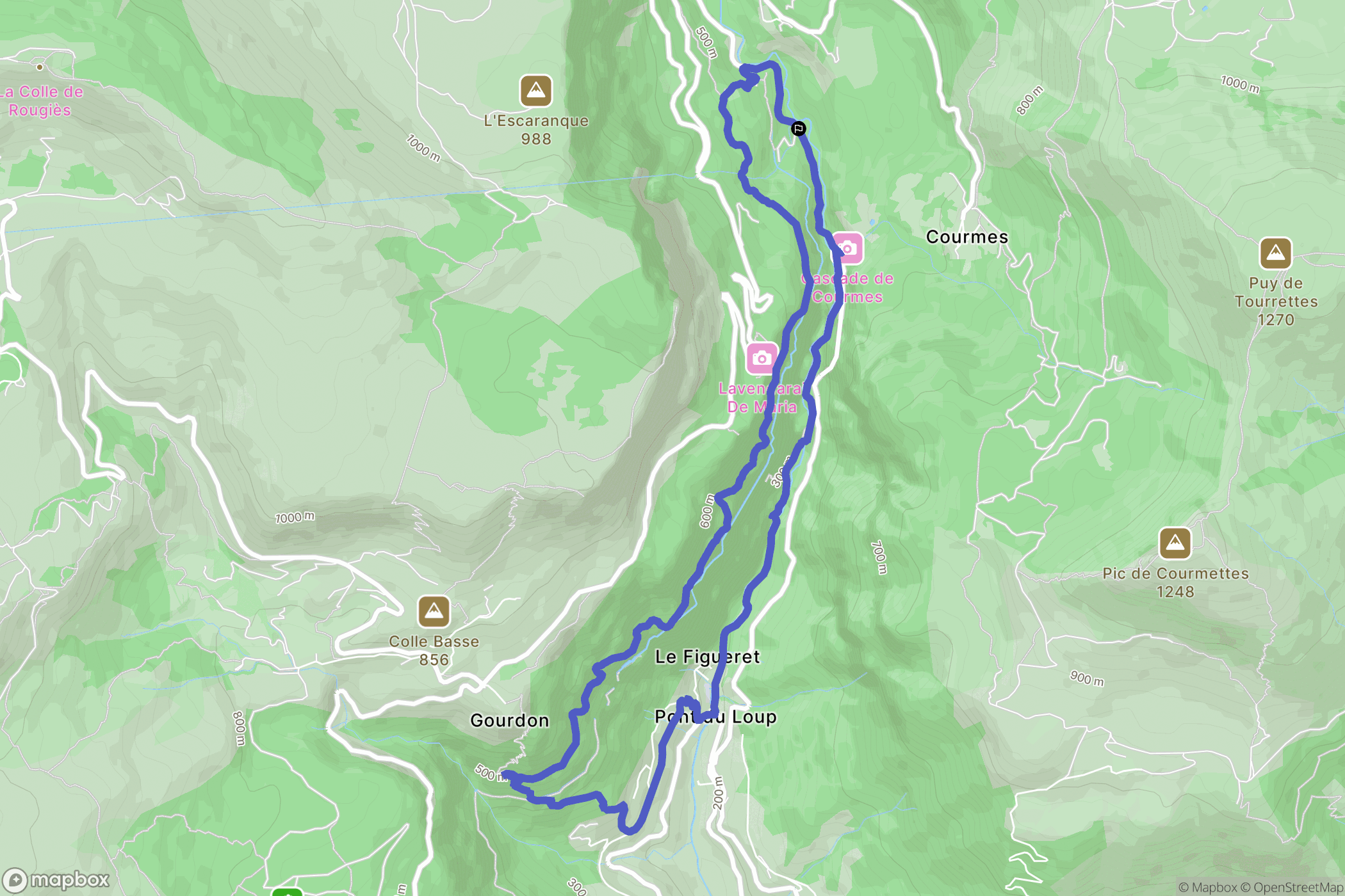 Gourdon : carte du parcours de randonnée - France