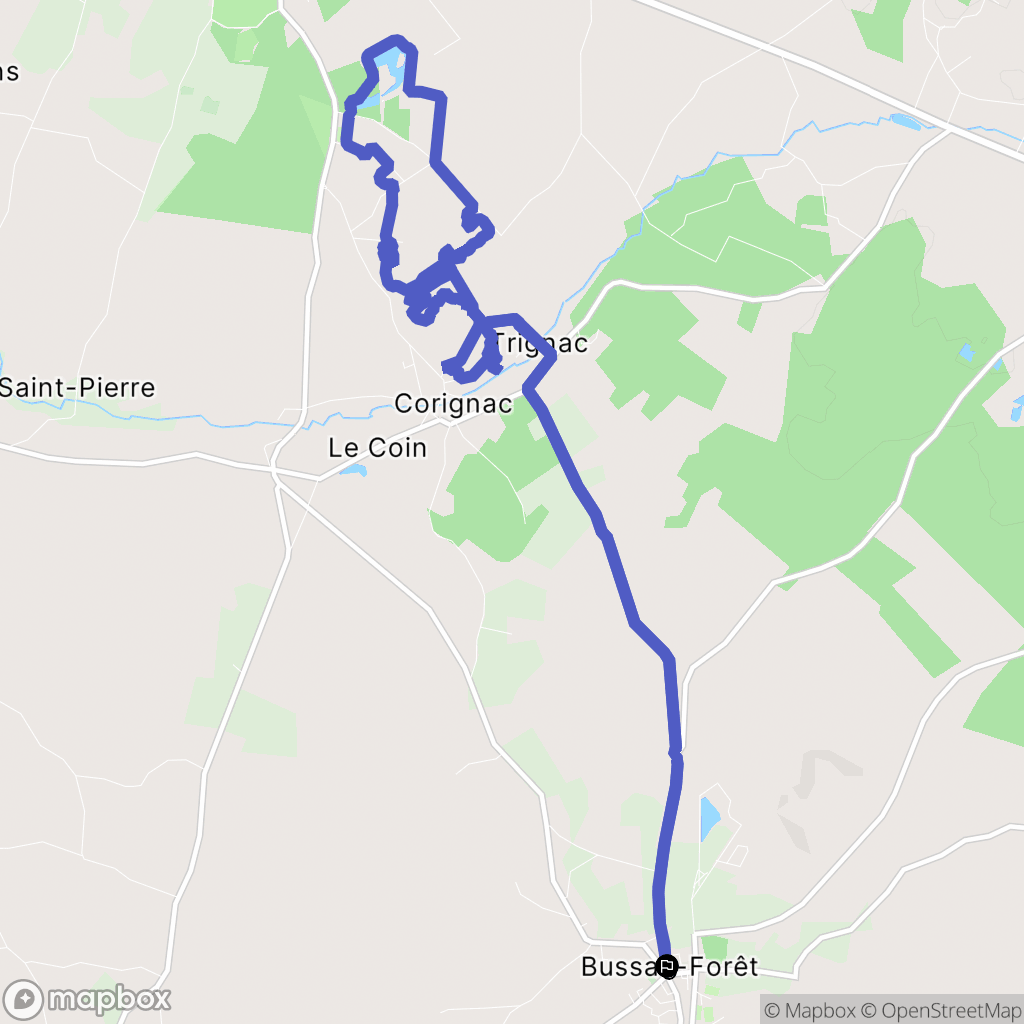 Bussac-Forêt : carte du parcours de randonnée - France