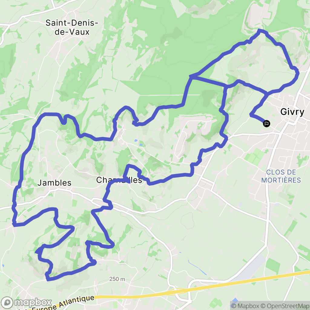 Givry : carte du parcours de randonnée - France