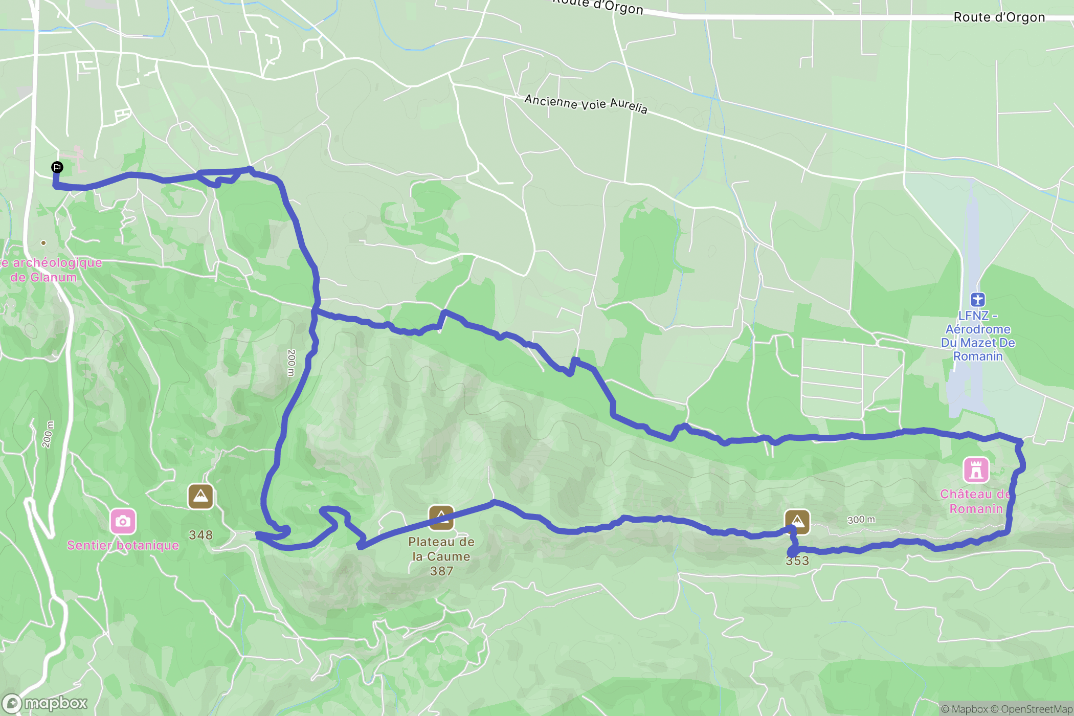 Saint-Rémy-de-Provence : carte du parcours de randonnée - France