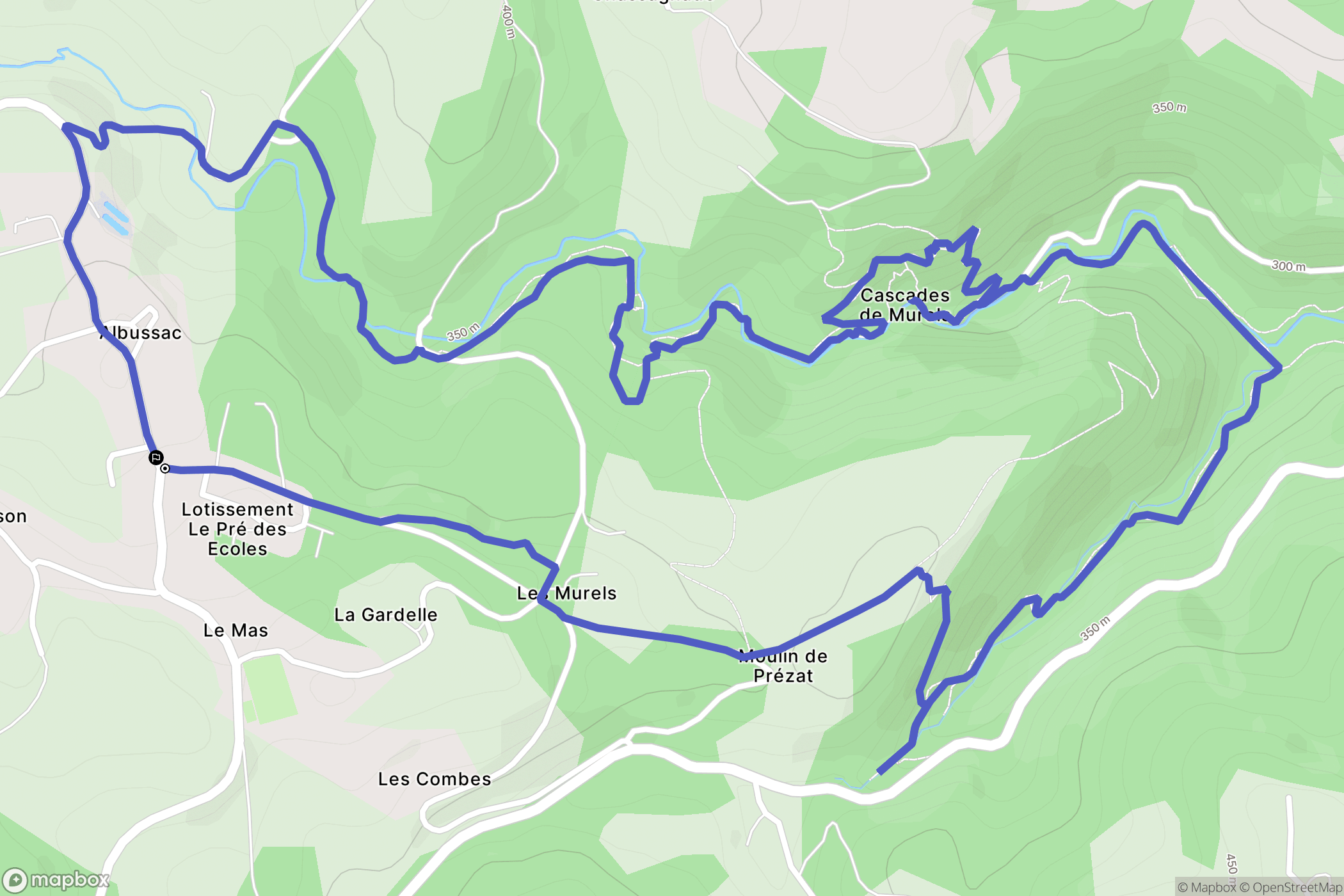 Albussac : carte du parcours de randonnée - France