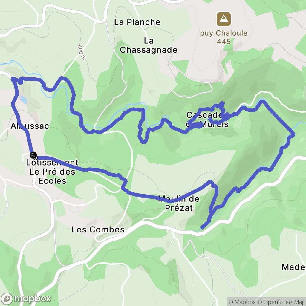Albussac : carte du parcours de randonnée - France
