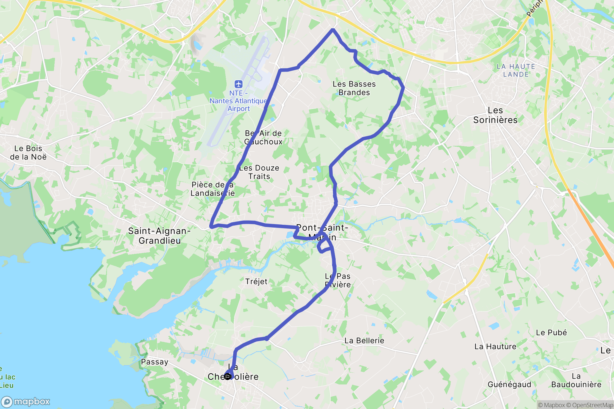 La Chevrolière : carte du parcours de randonnée - France