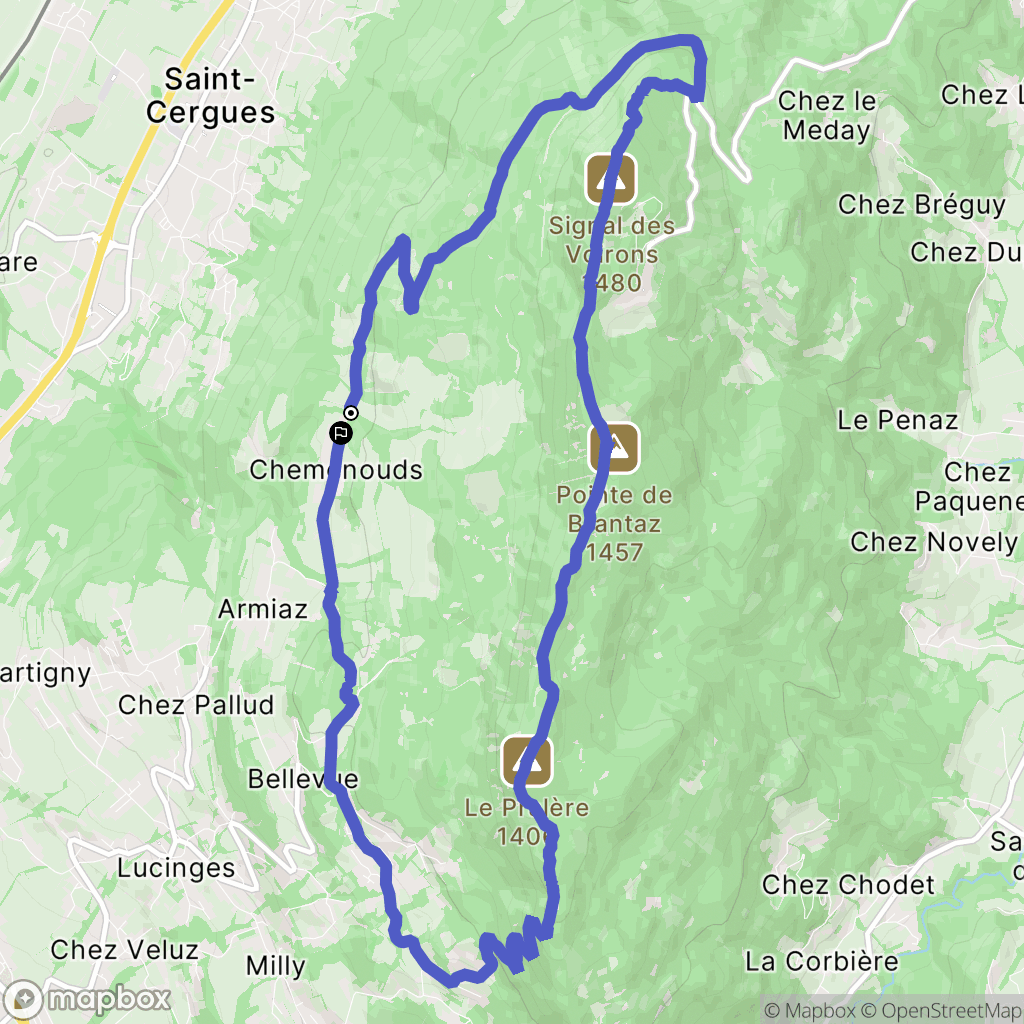 Cranves-Sales : carte du parcours de randonnée - France