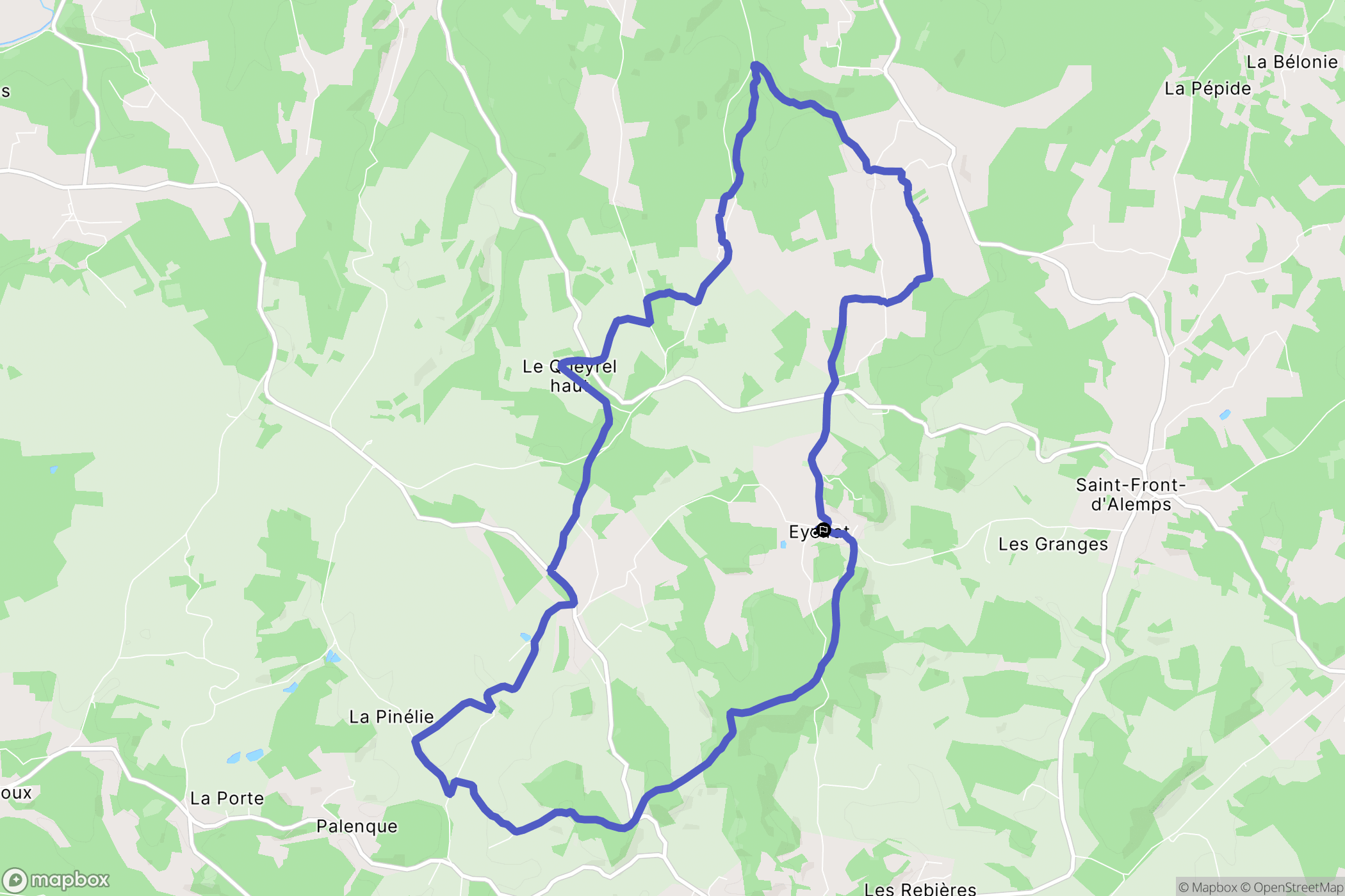 Brantôme en Périgord : carte du parcours de randonnée - France