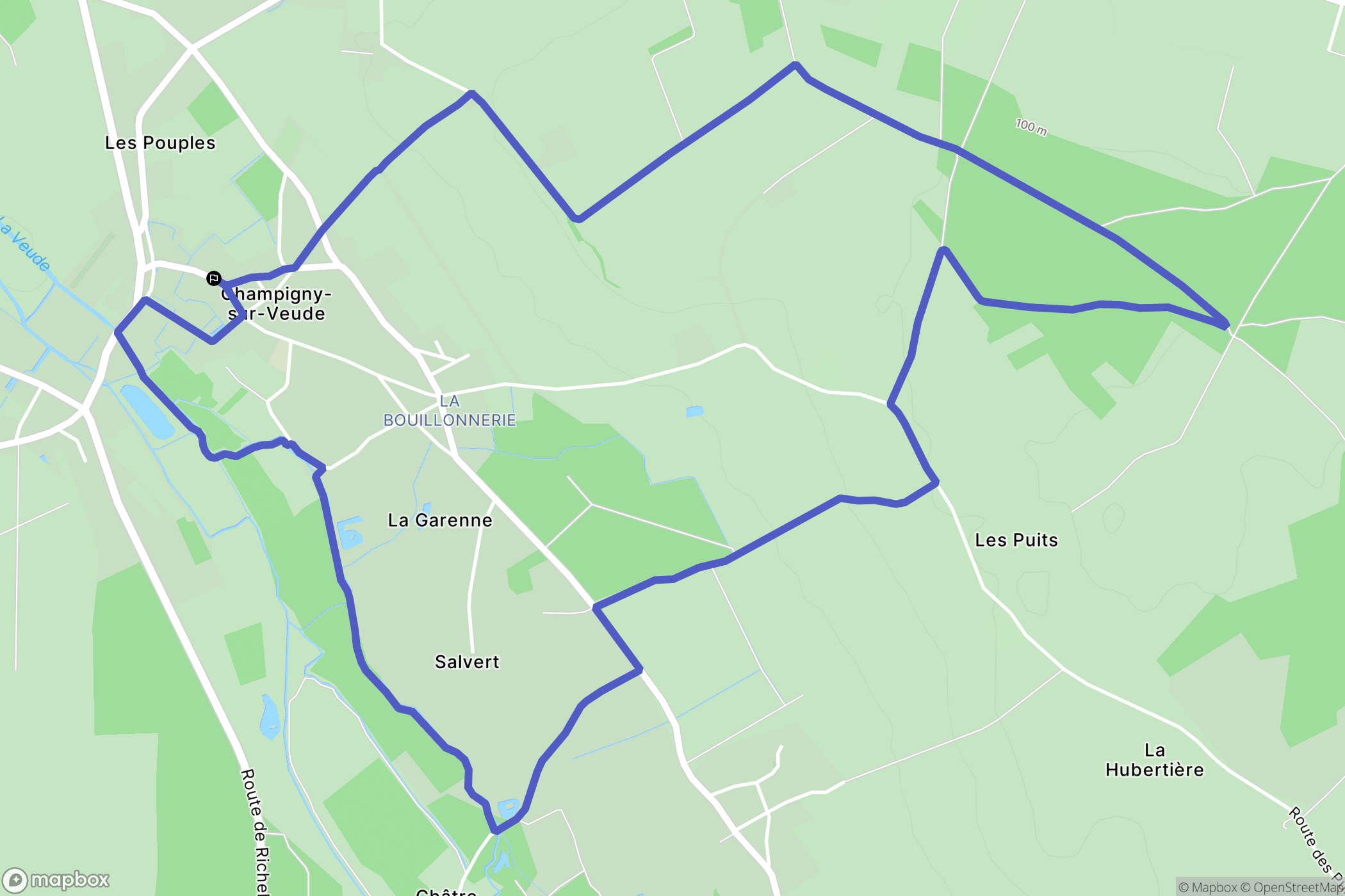 Champigny-sur-Veude : carte du parcours de randonnée - France