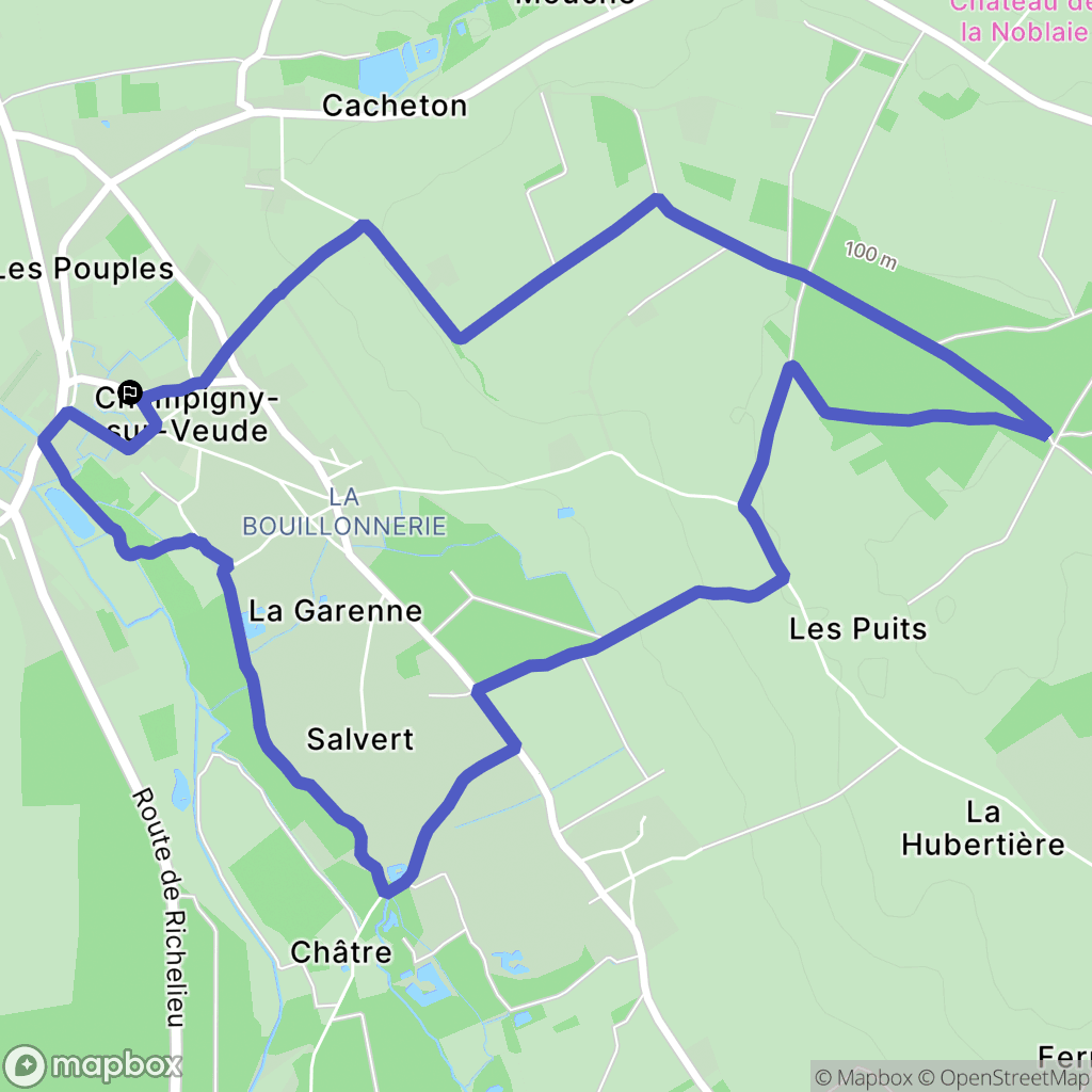 Champigny-sur-Veude : carte du parcours de randonnée - France