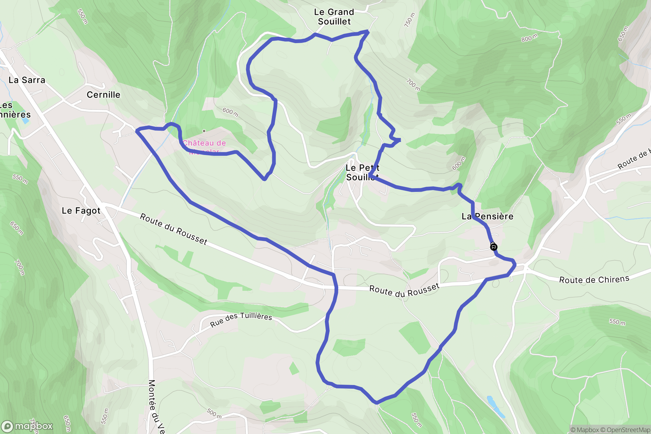 Voiron : carte du parcours de randonnée - France