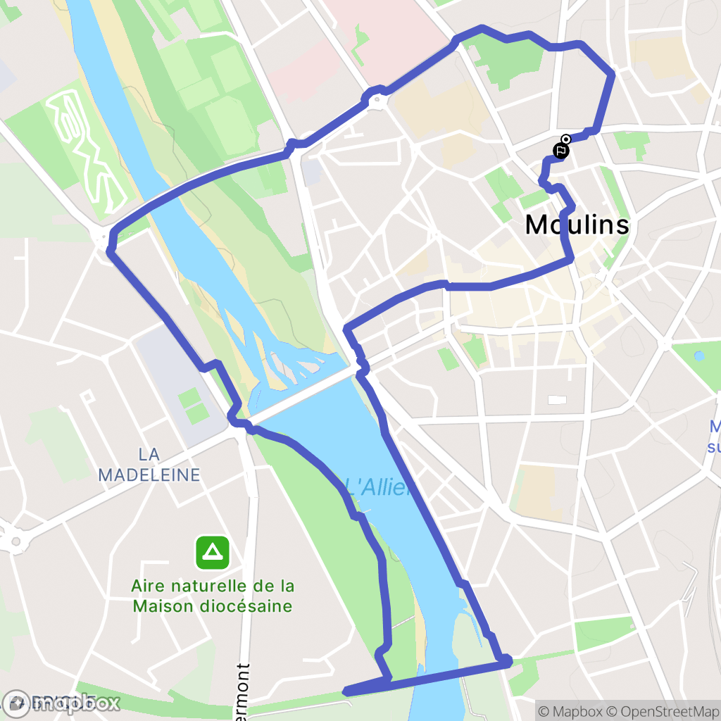 Moulins : carte du parcours de randonnée - France