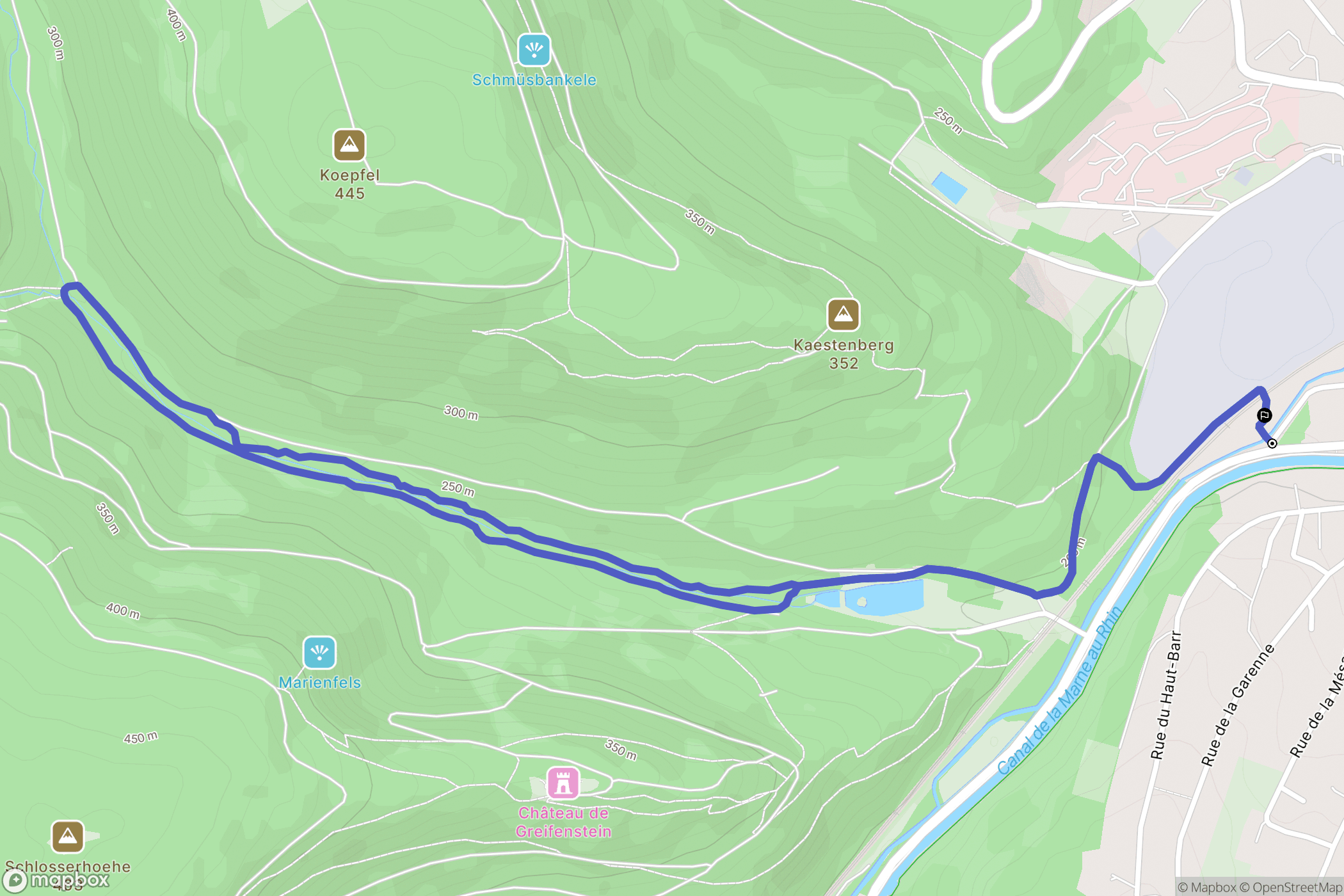 Saverne : carte du parcours de randonnée - France