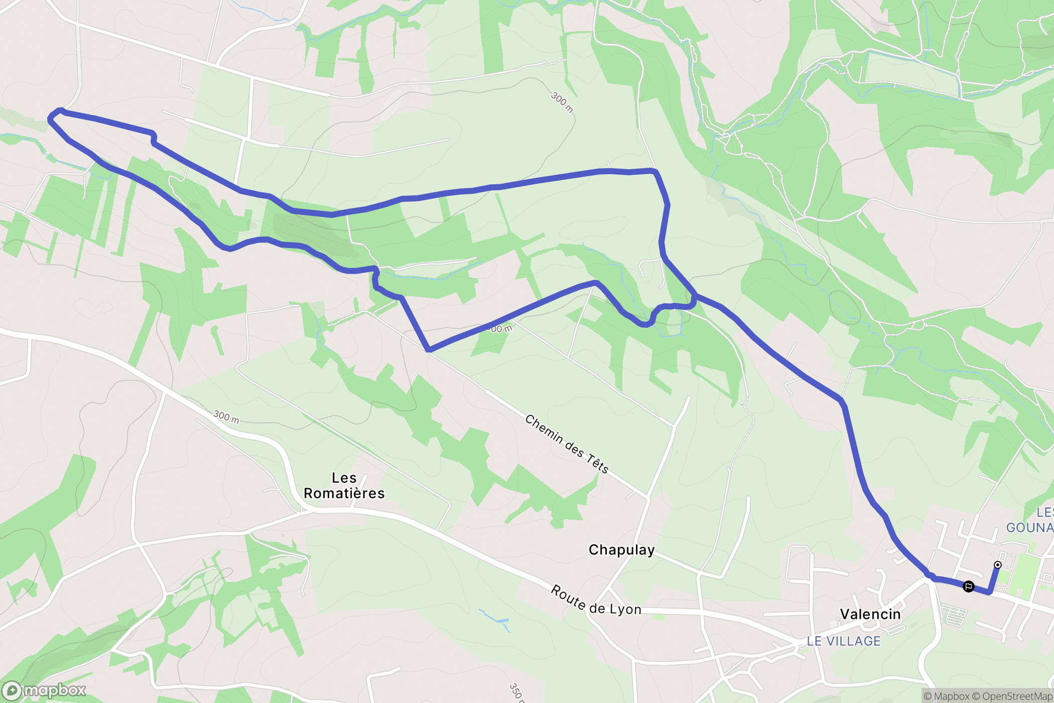 Valencin : carte du parcours de randonnée - France
