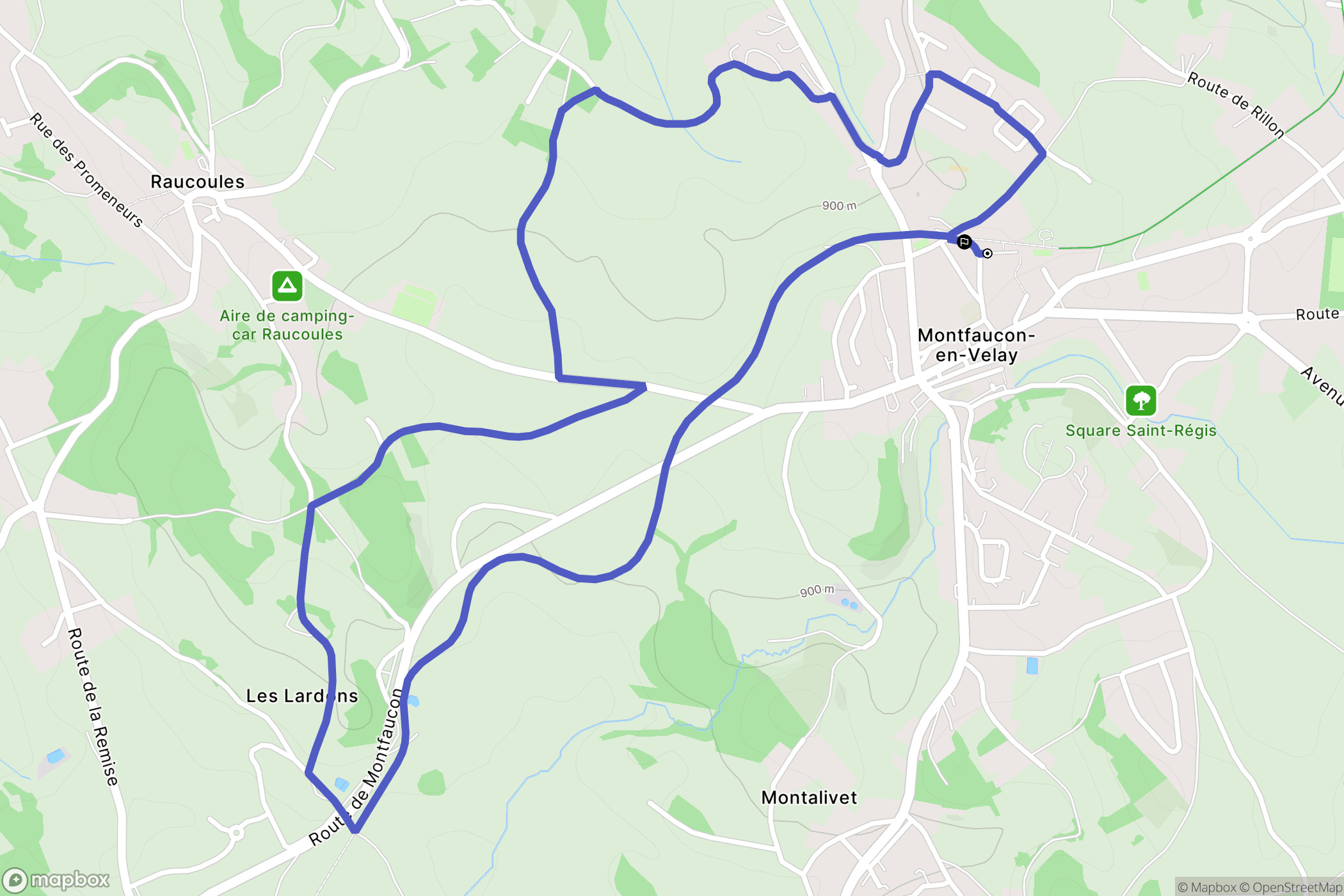 Montfaucon-en-Velay : carte du parcours de randonnée - France