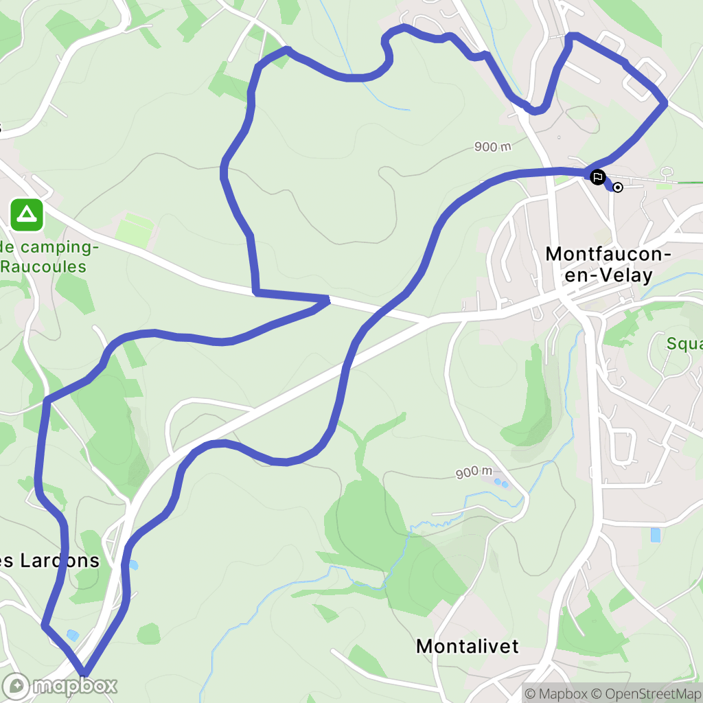 Montfaucon-en-Velay : carte du parcours de randonnée - France
