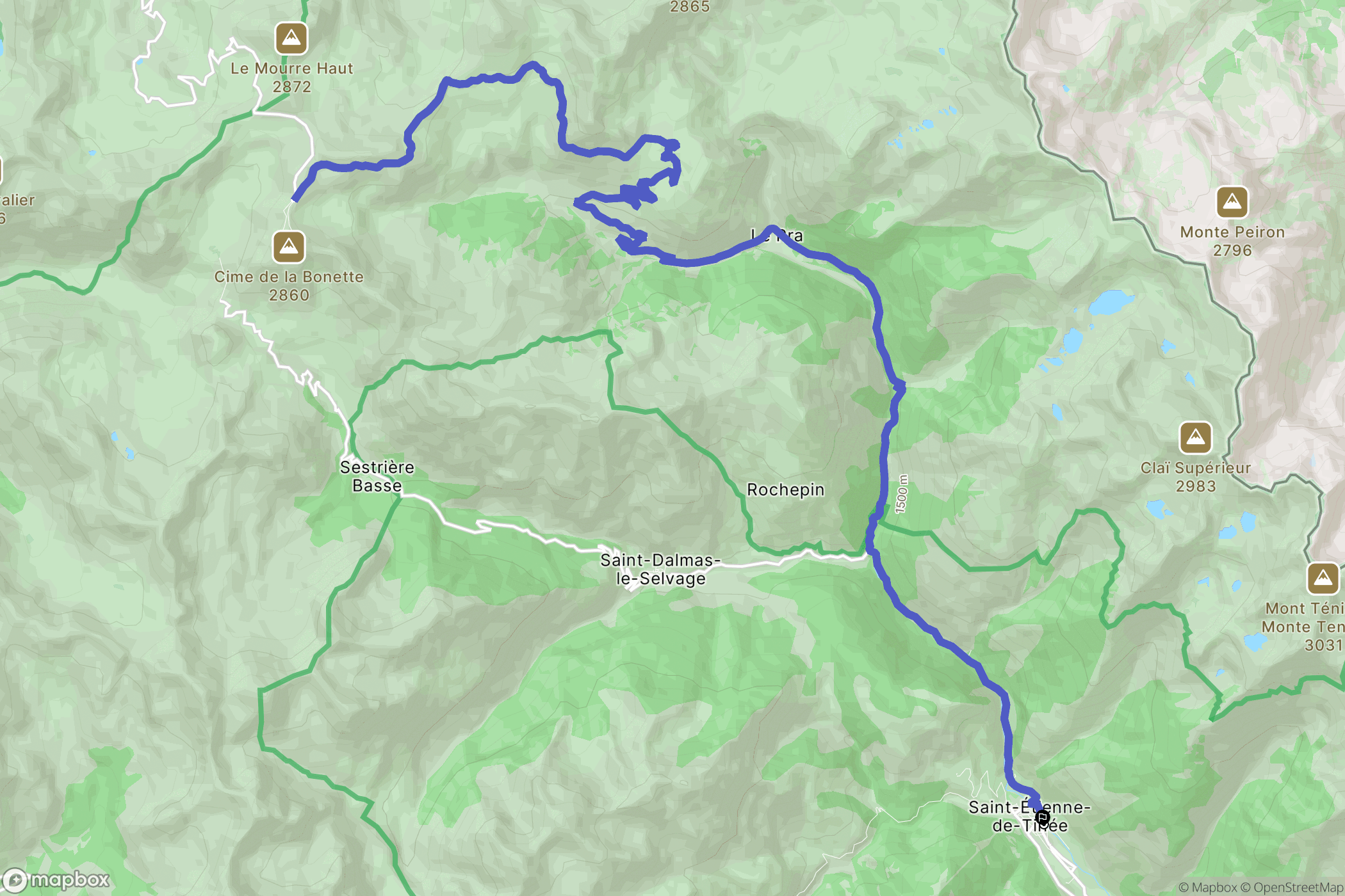Saint-Étienne-de-Tinée : carte du parcours de randonnée - France