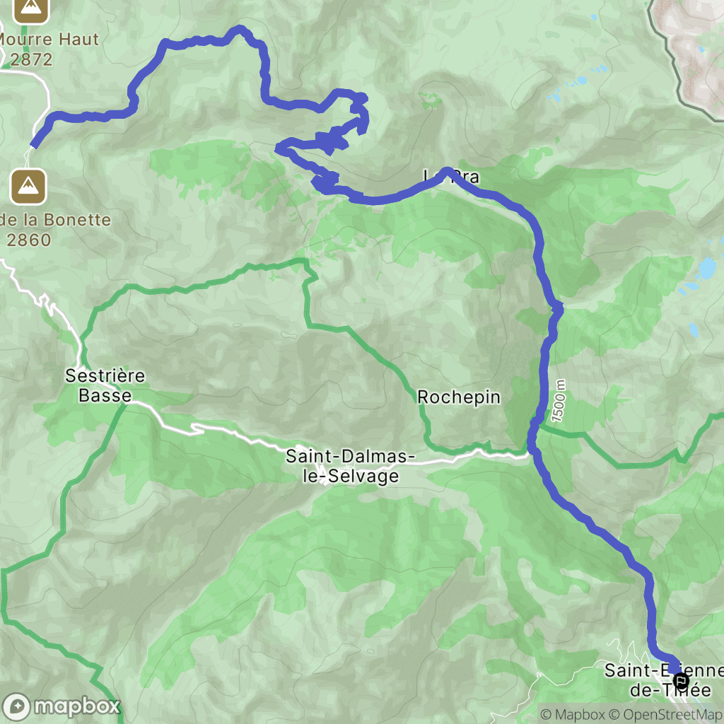 Saint-Étienne-de-Tinée : carte du parcours de randonnée - France