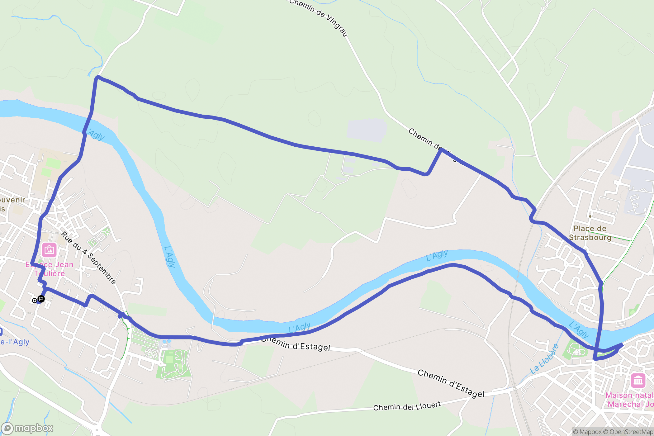 Espira-de-l'Agly : carte du parcours de randonnée - France