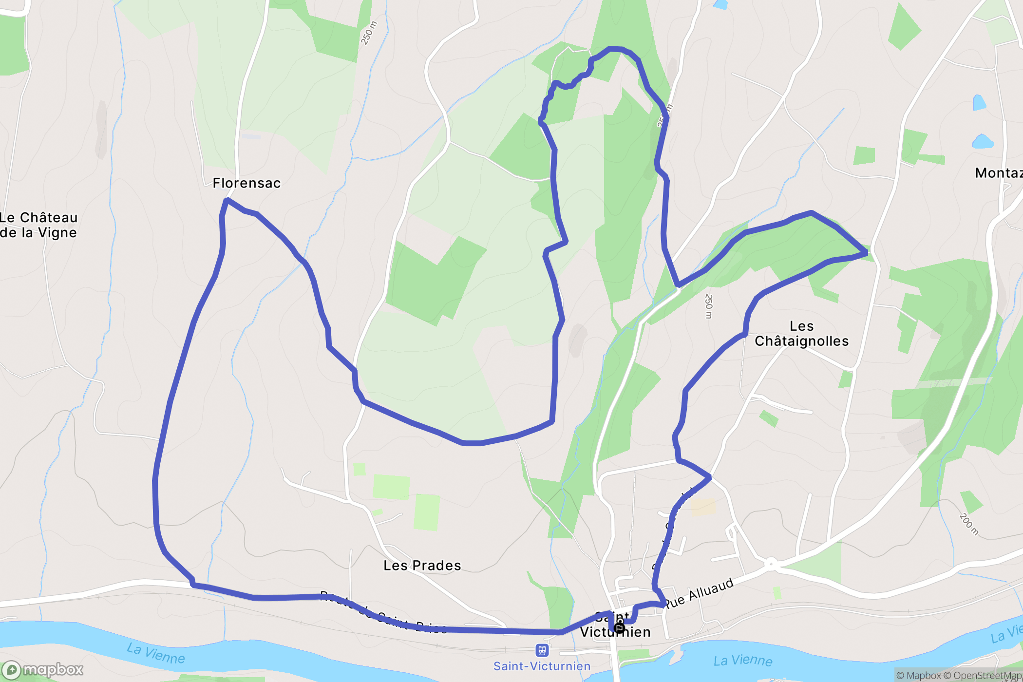 Saint-Victurnien : carte du parcours de randonnée - France