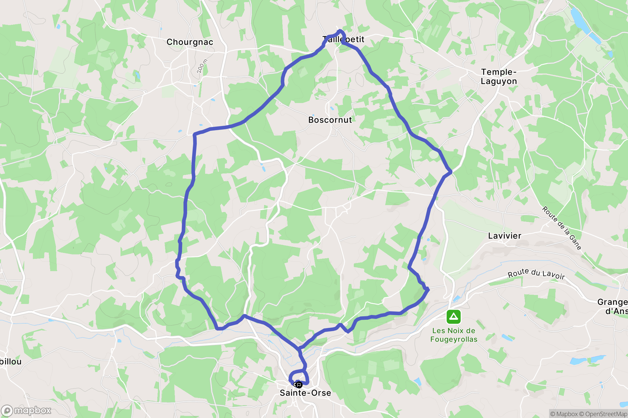 Sainte-Orse : carte du parcours de randonnée - France
