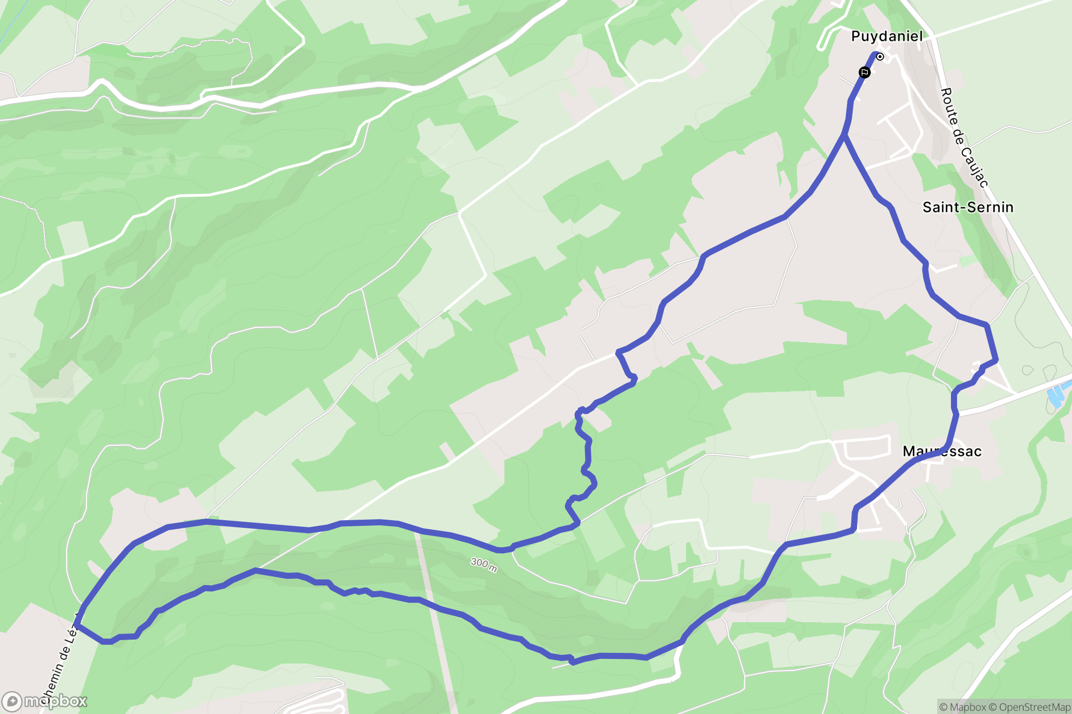 Puydaniel : carte du parcours de randonnée - France