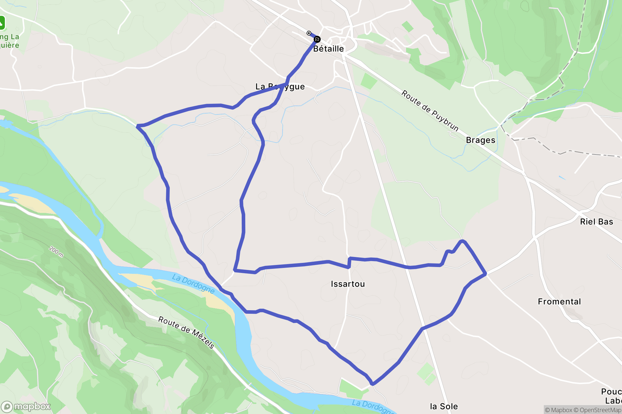 Bétaille : carte du parcours de randonnée - France