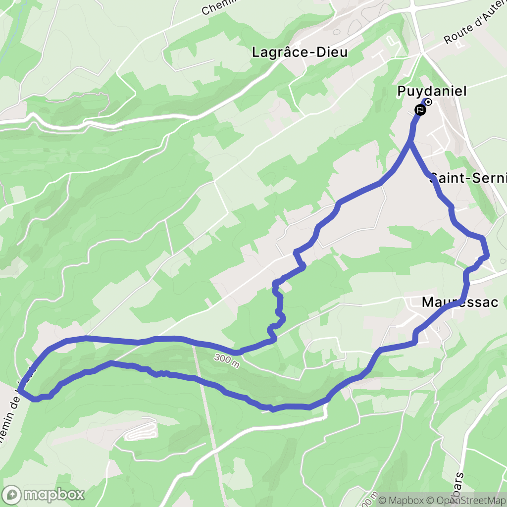 Puydaniel : carte du parcours de randonnée - France